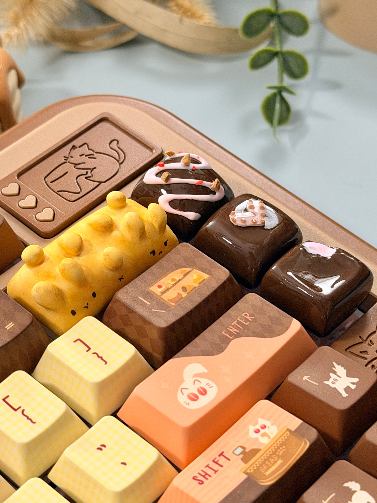 #0307 LazyR Bread Bunny Artisan Keycap | Double-Sided Bread Rabbit Keycap | Cute Bakery-Themed Handmade Keycap for Mechanical Keyboards