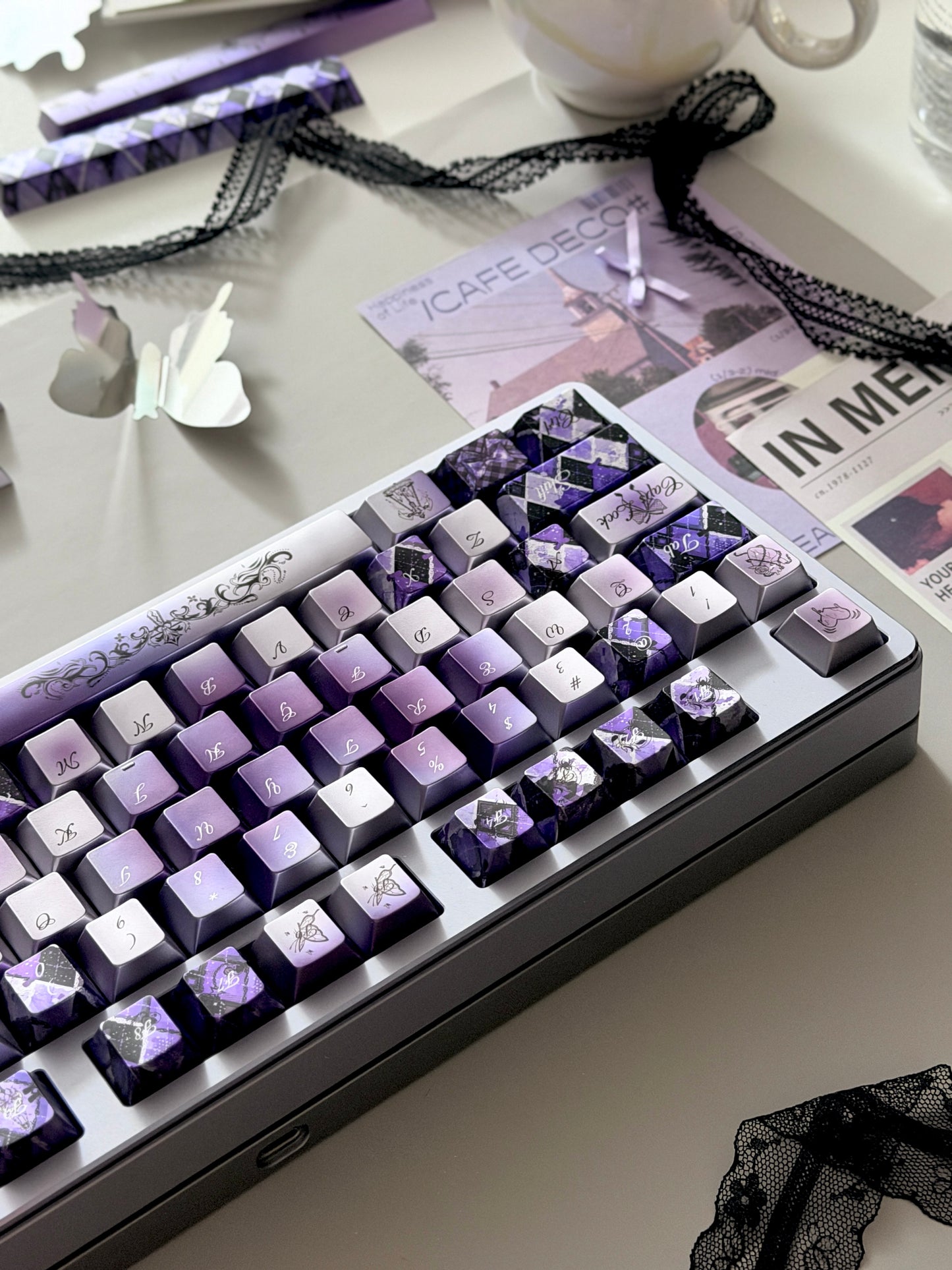 #0284 [Limited Edition] Crimson Haze Purple-Black Gloss Metallic Coated Keycaps（not medal）