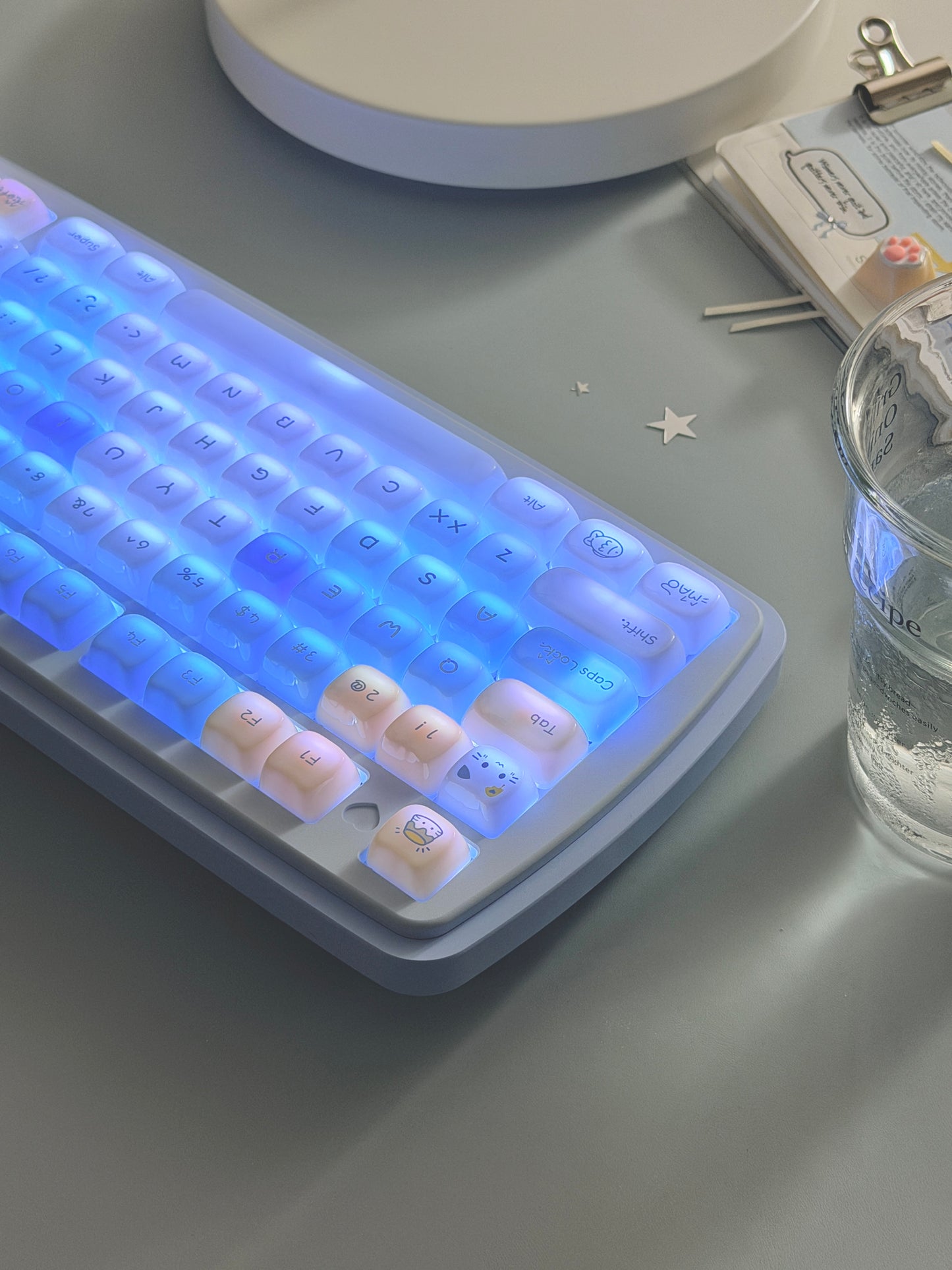 ONLY 1 Instock Prebuilt Aluminum Custom Mechanical Keyboard Yummy75 Blue Set