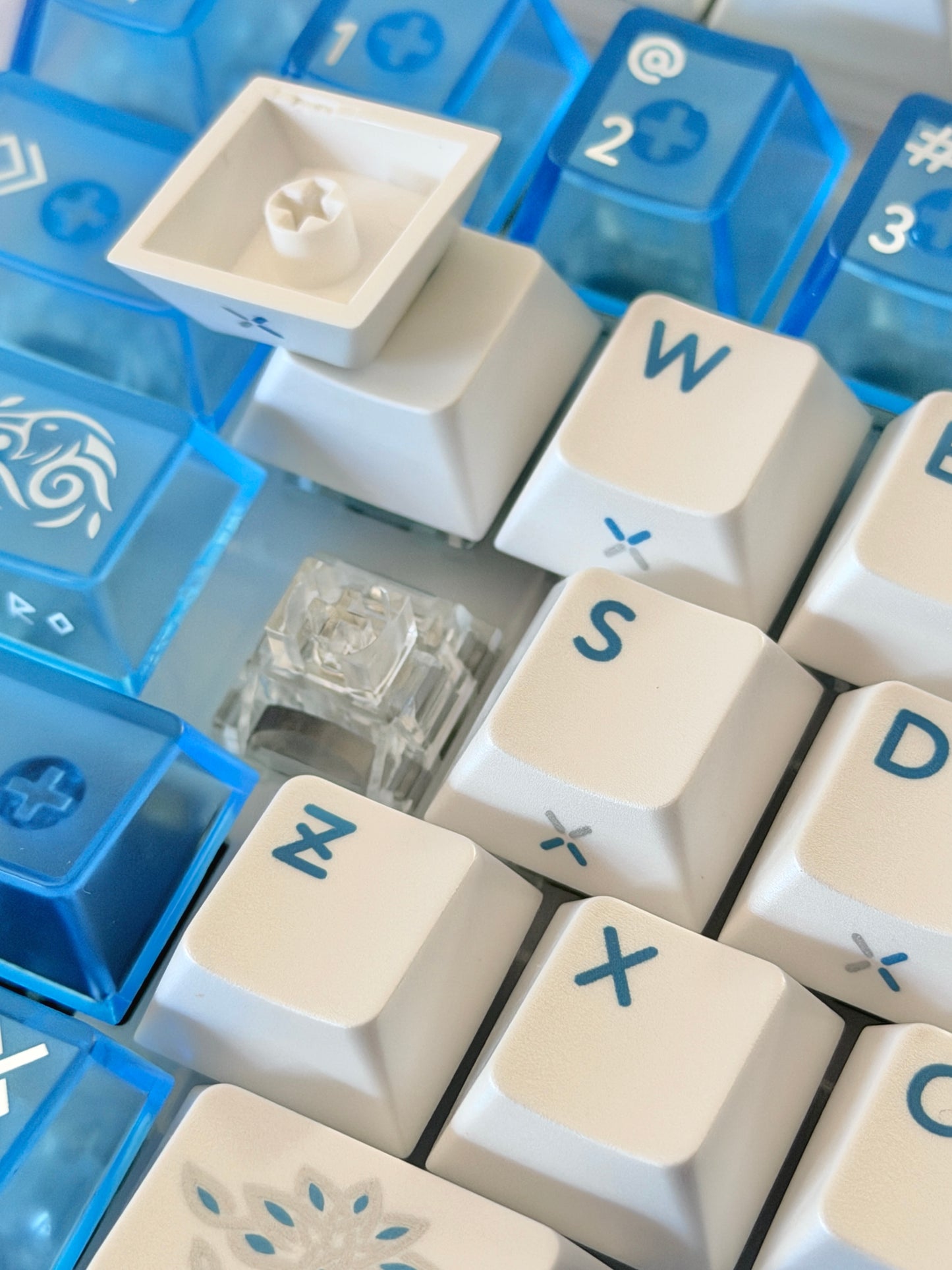 ONLY 1 Instock Prebuilt Custom Mechanical Keyboard ZOOM TKL DYNA Frosted Clear & XVX Eternity Keycaps & TTC Ice Silent Switch