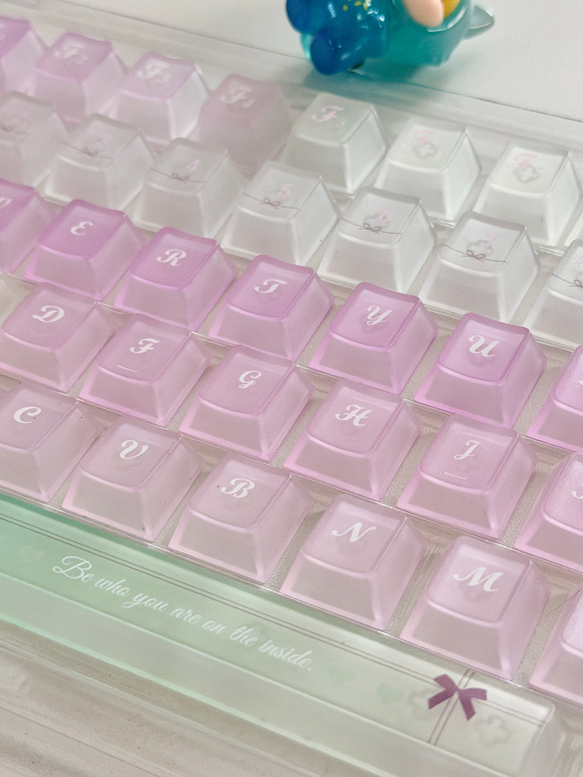 #0318 Lavender Mint Garden Transparent Keycaps Set | Pastel Purple & Sage Green Cute Floral Mechanical Keyboard Keycaps
