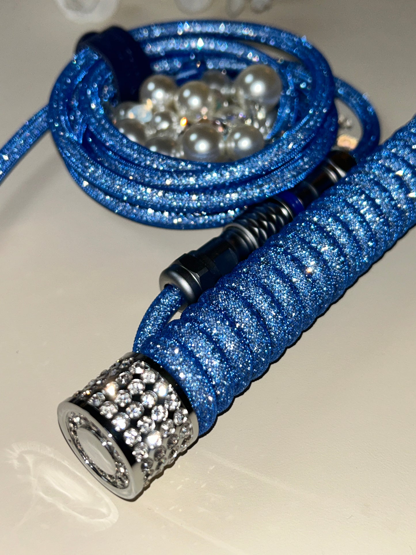 Blue Diamond Silver Keyboard Coiled Cable