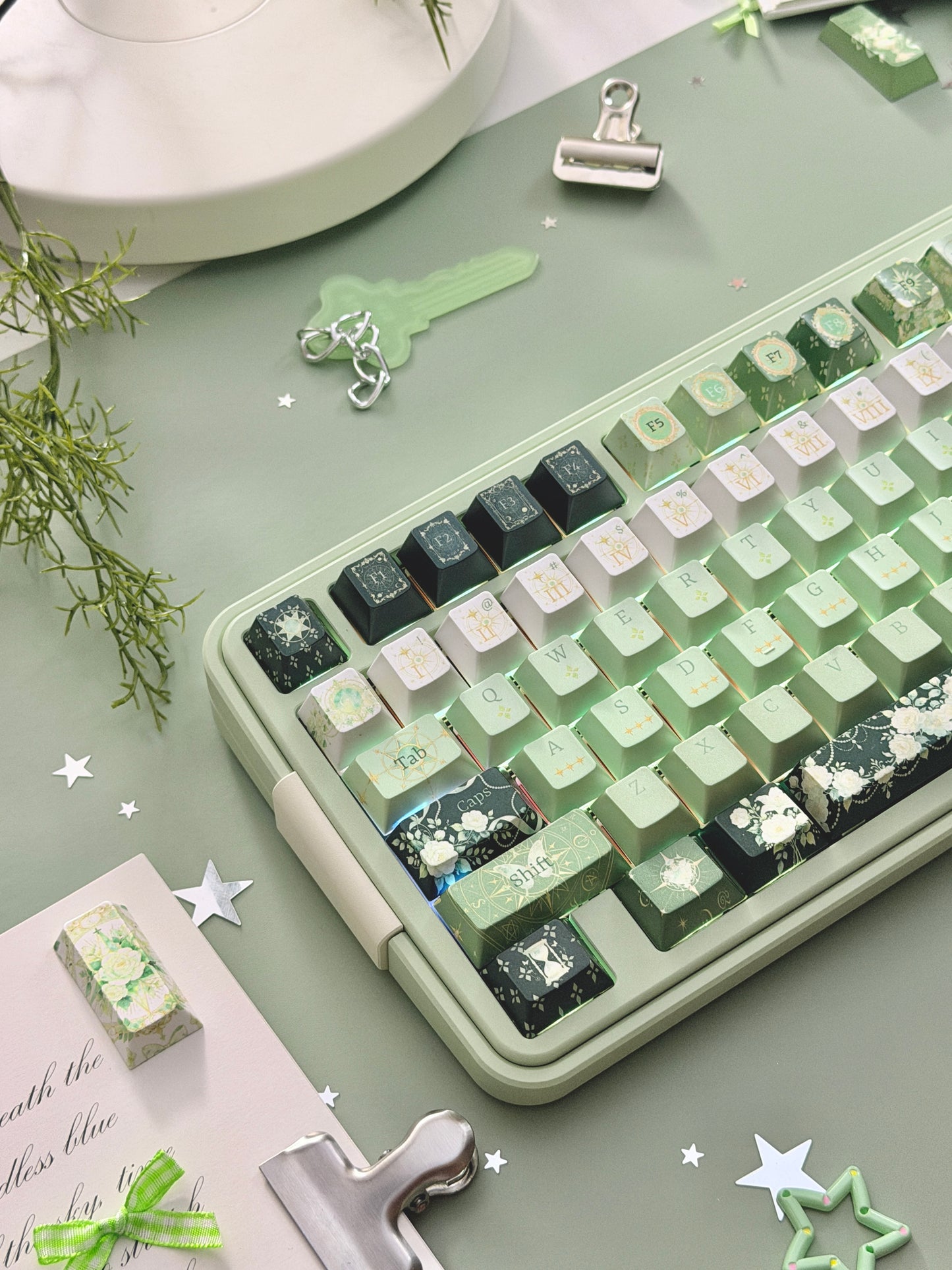 ONLY 1 Instock Prebuilt Aluminum Custom Mechanical Keyboard Bread80 Wireless Matcha Green Set