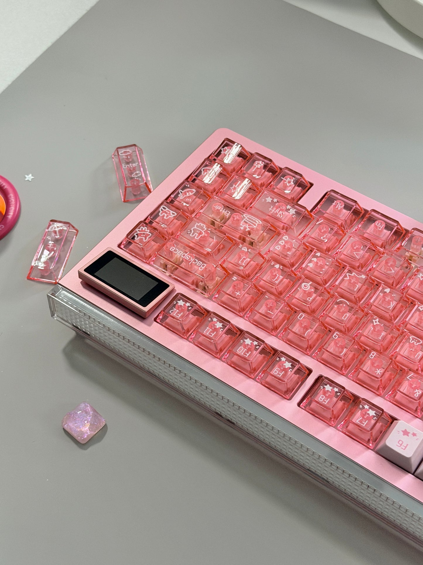 ONLY 1 Unboxing Clearance Anodized Pink GLOW75 DIY Kit &DuoChrome Keycaps & Silent Linear Switches
