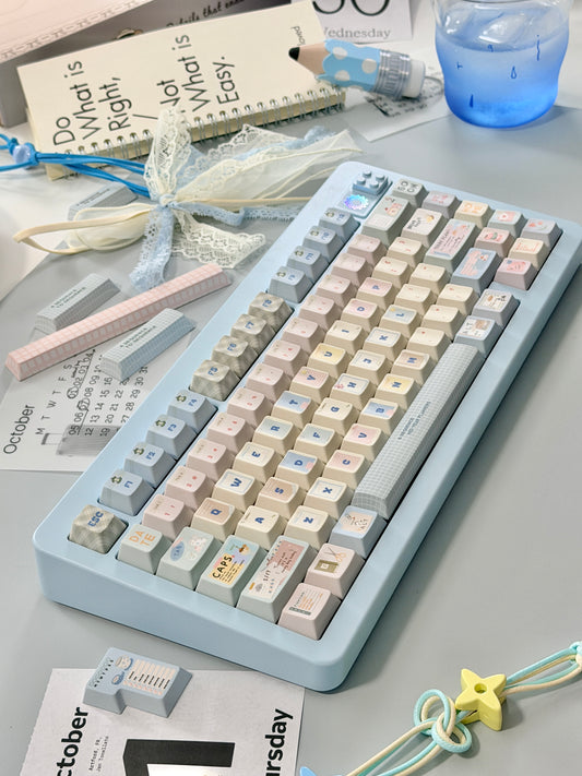 ONLY 1 Instock Prebuilt Aluminum Custom Mechanical Keyboard Pastel Blue Nova75 Set  | Wireless