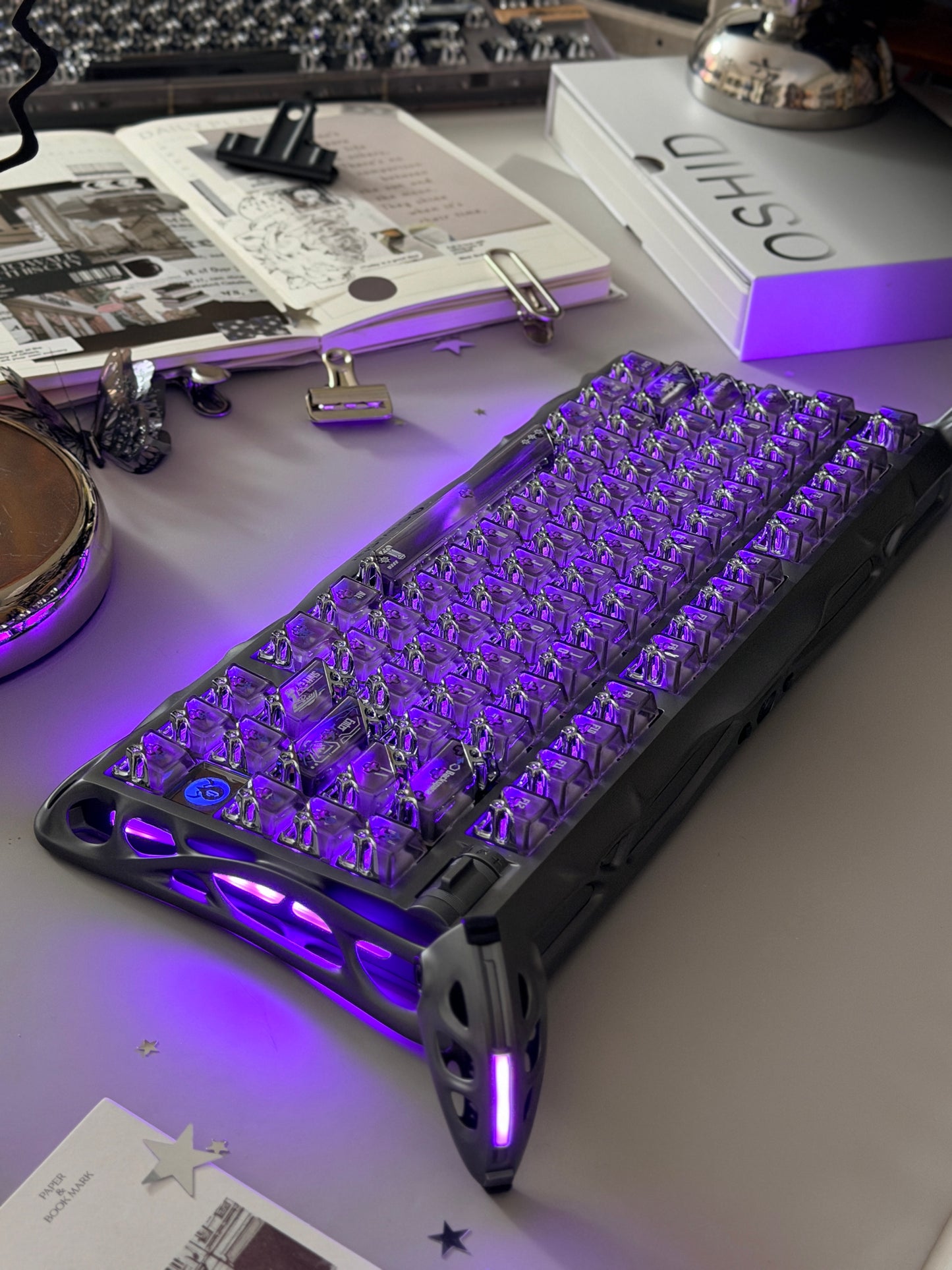 Unboxing Clearance ONLY 1 GravaStar Mercury K1 Pro - Interstellar Silver Mechanical Keyboard  & QUANTUM HONEYCOMB KEYCAPS