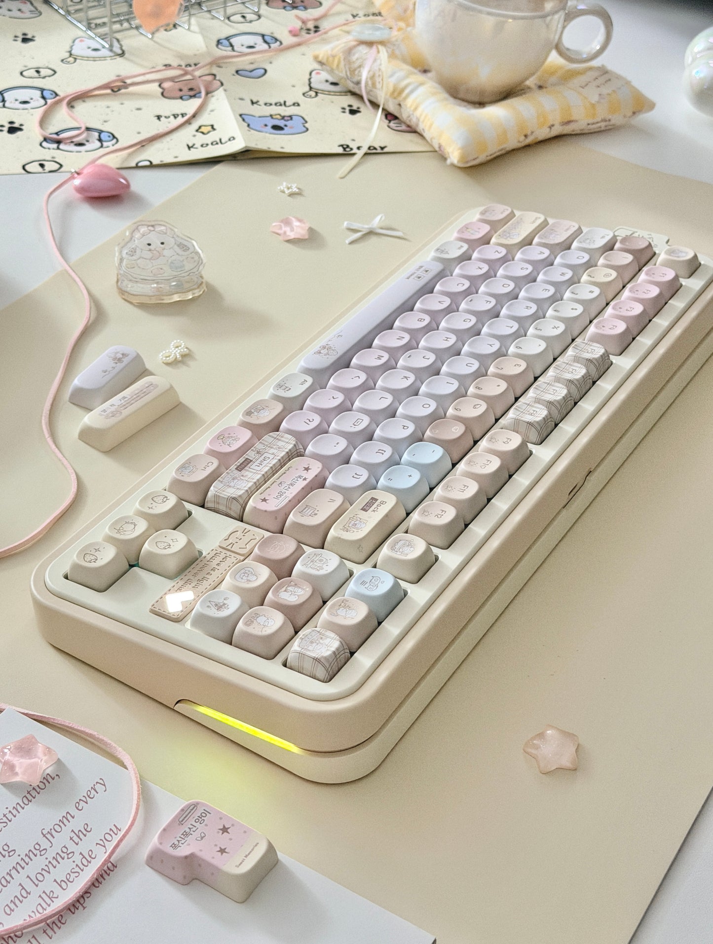 #0292 Cream Pale Pink Lamp Cake Cherry/moa Profile Keycap