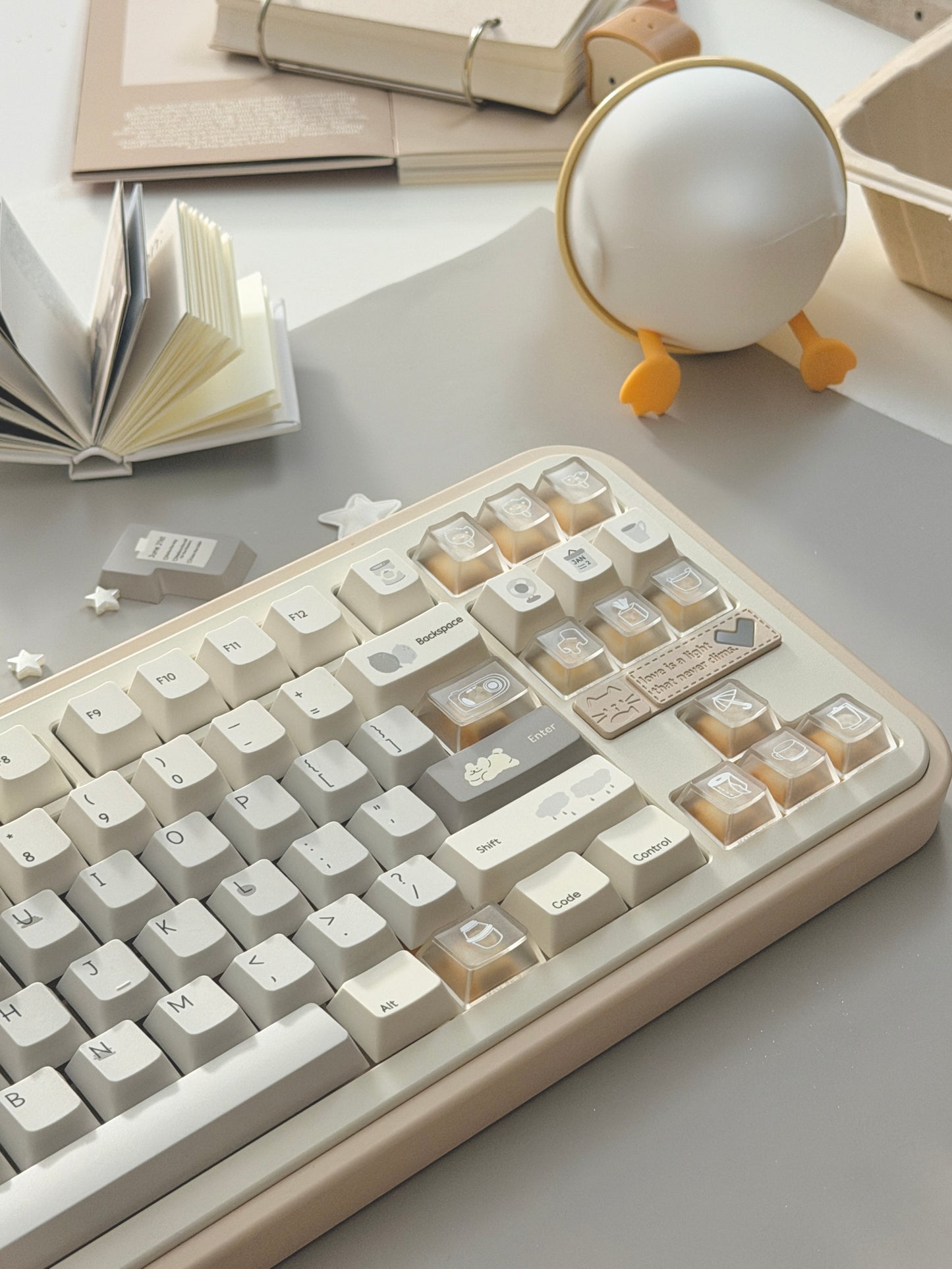 #0280 Cream Sticky Notes Simple and Milk White Pale Gray Keycap Cherry Profile