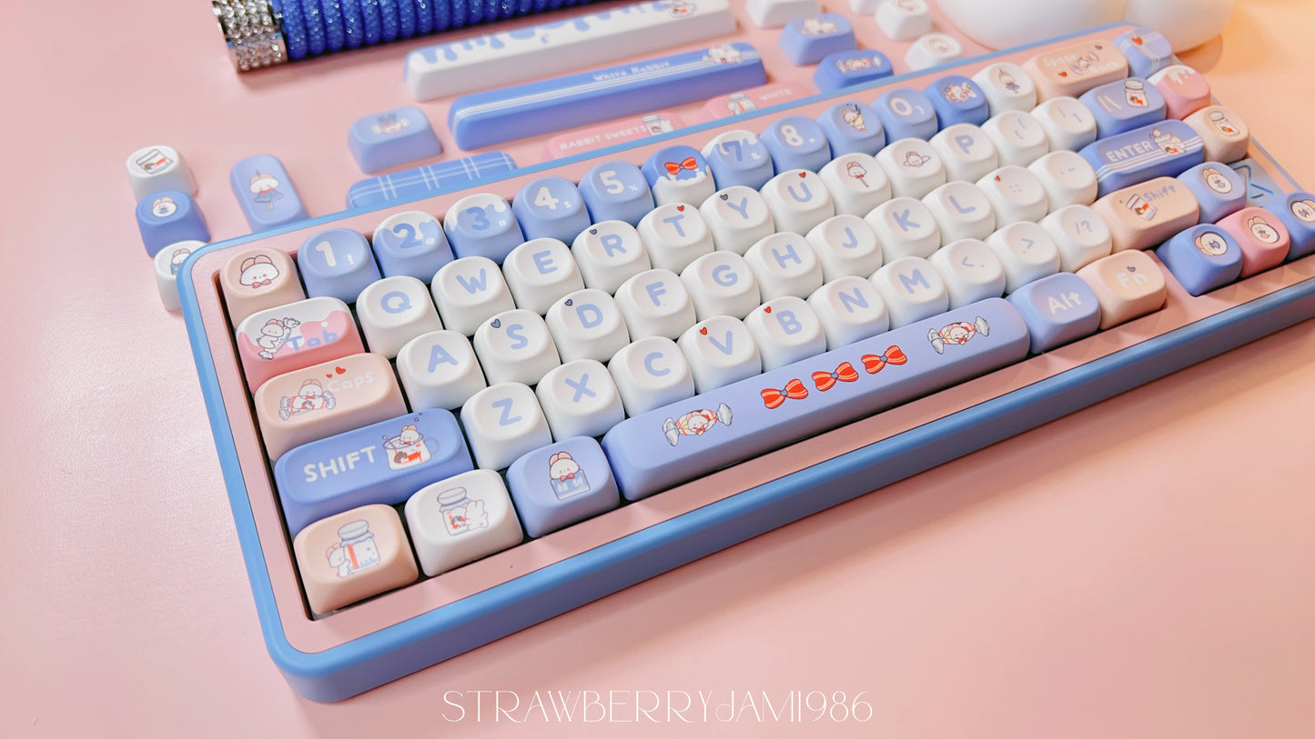 【Only 1 In-stock】Prebuilt BUFF65 Blue Pink Bunny Aluminum Customized Mechanical Keyboard