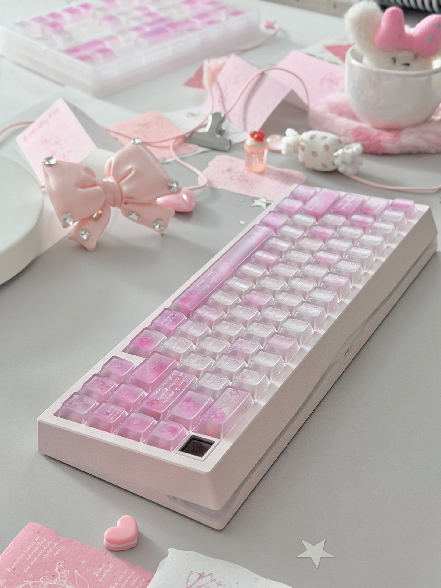 ONLY 1 Instock Prebuilt Aluminum Custom Mechanical Keyboard Meletrix ZOOM65V3 Pink Set