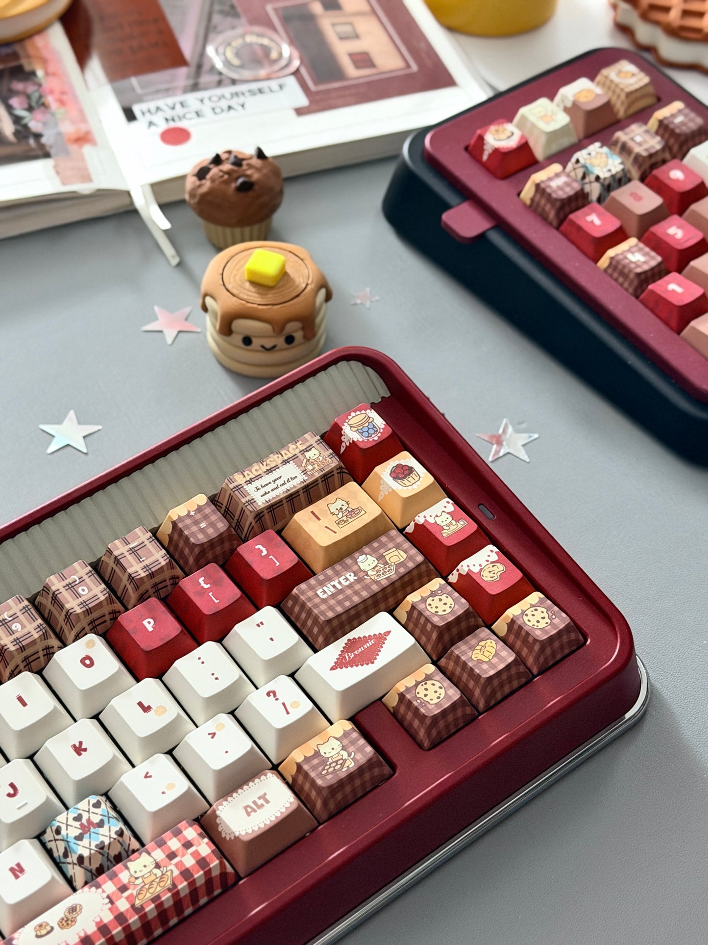 ONLY 1 Instock Olleh65 Prebuilt Aluminum Custom Mechanical Keyboard Red Set ➕ Soap Number Pad