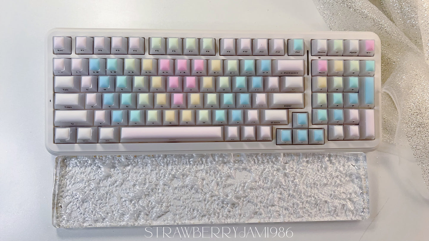 114 Rainbow Fudge Keycaps Fog Clear Silicone Material Soft Bounce Cute Keycaps Cherry Profile 124-key Side-print