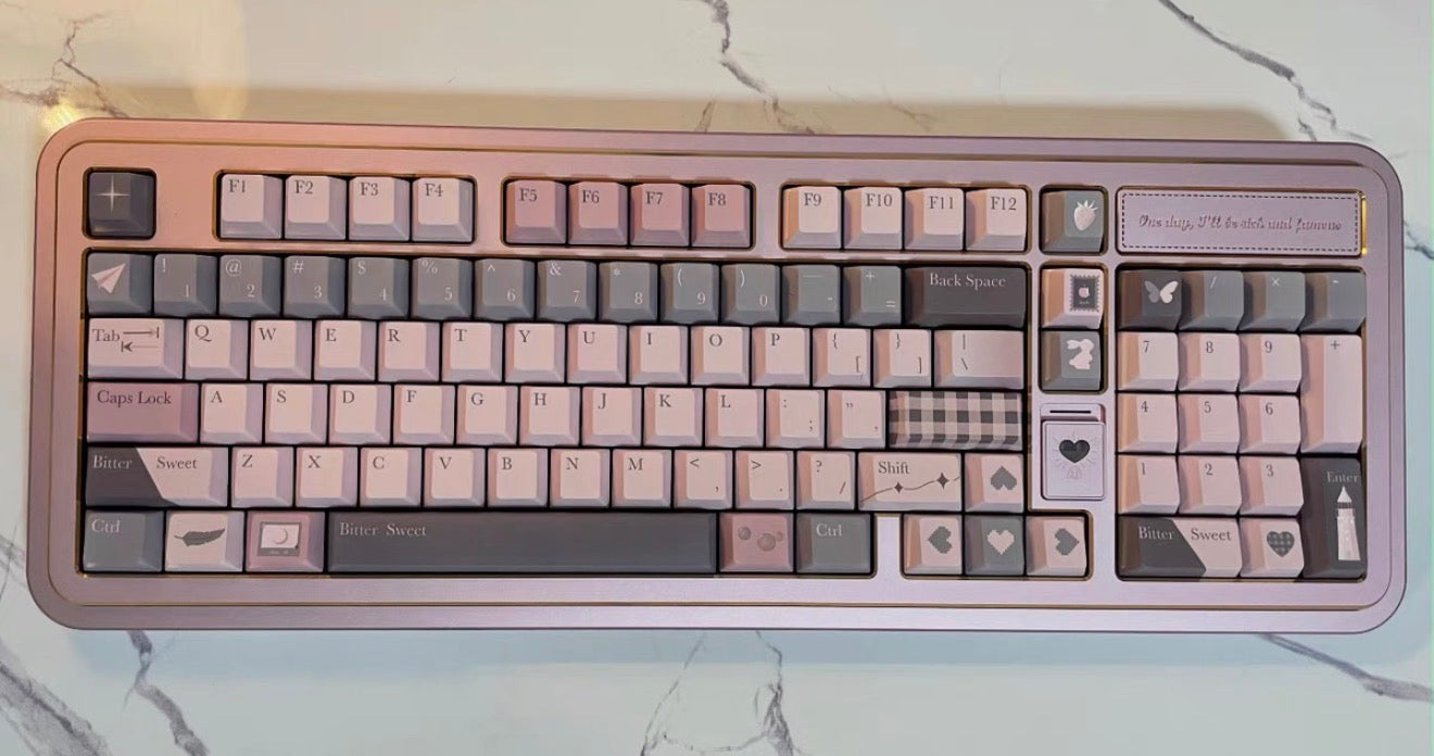 Preorder Prebuilt Aluminum Customized Mechanical Keyboard Rich98 Anodized Pink Gold Highlight Set
