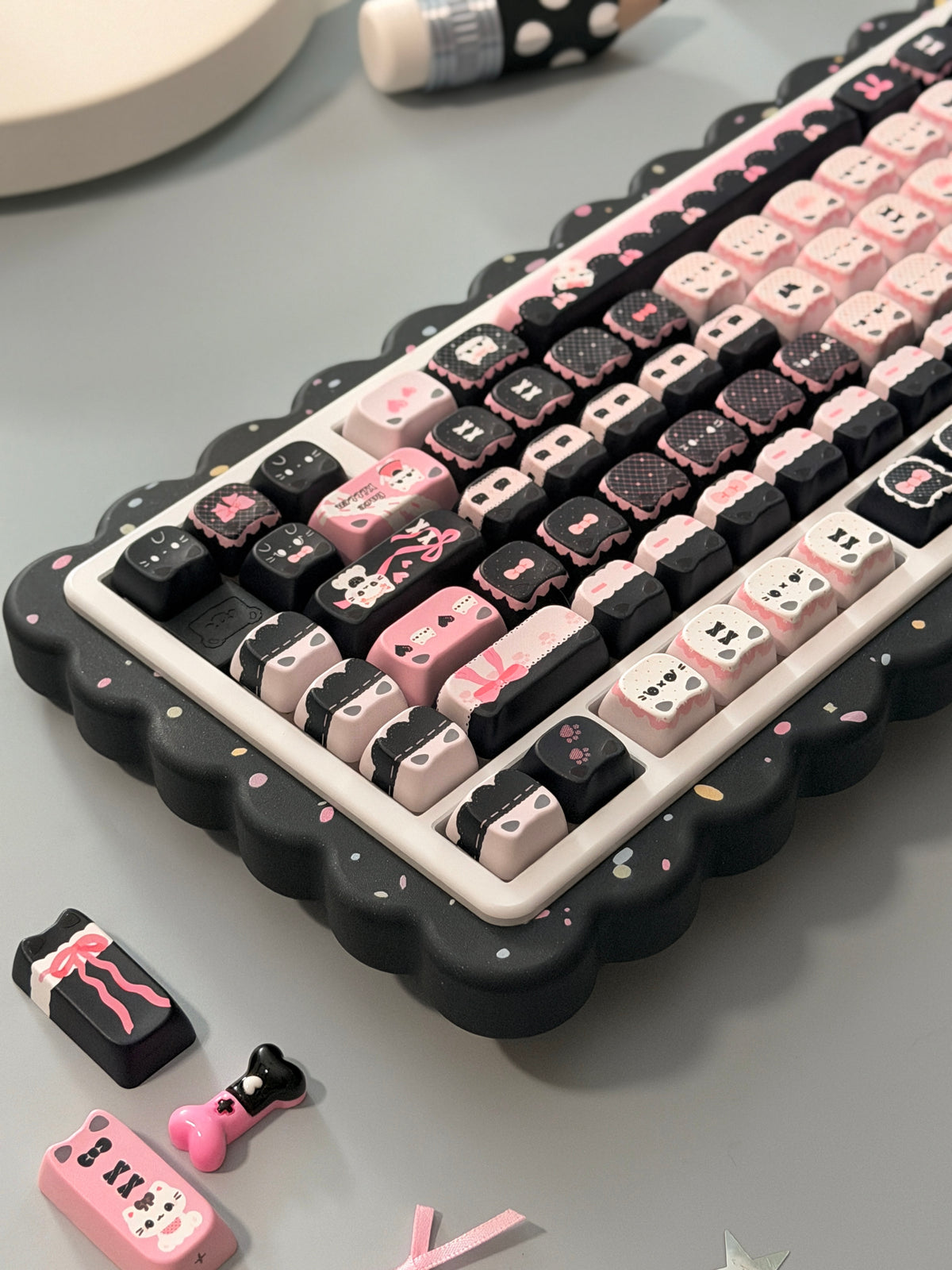 ONLY 1 Instock Prebuilt Aluminum Custom Mechanical Keyboard Cookies75 White Black Sugar Set