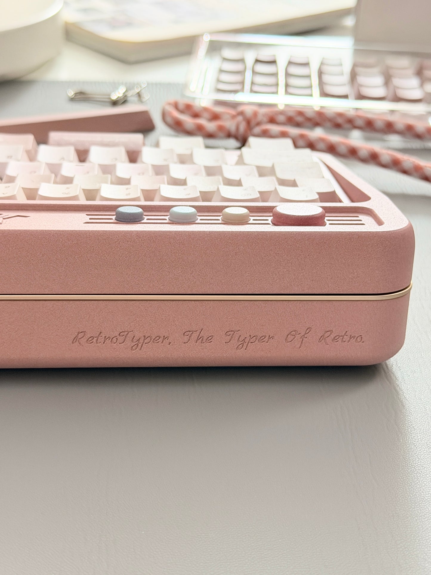 ONLY 1 Instock Prebuilt Aluminum Custom Mechanical Keyboard RT50 Dusty Rose Pink Set