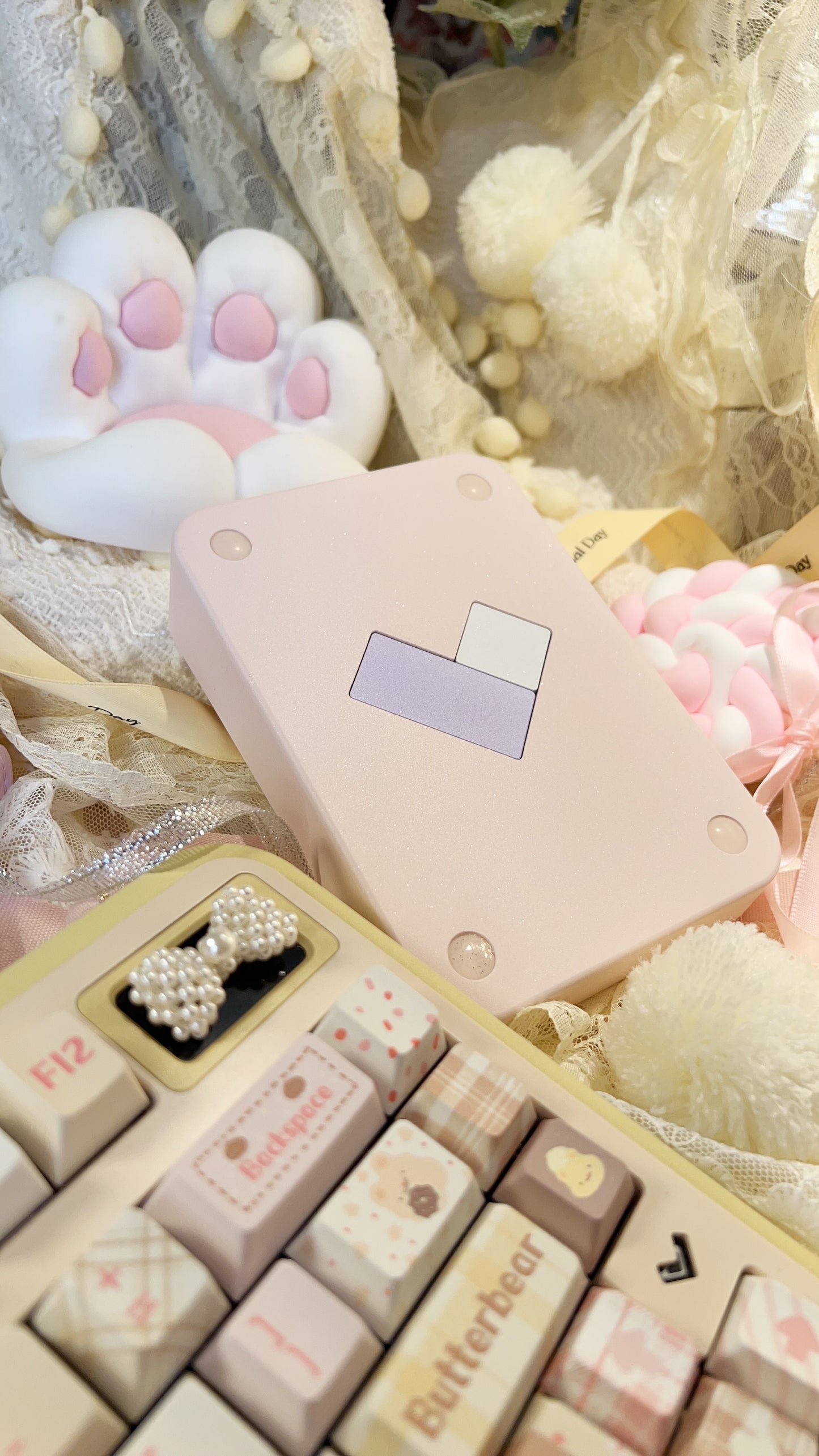 Preorder Prebuilt Rich75 Cream Yellow Aluminum Customized Mechanical Keyboard ➕loveletter number pad