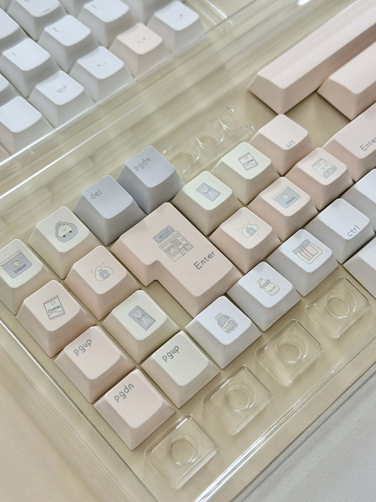 #0315 Tbcats Pastel Cream & Misty Blue Cute Keycap Set | Soft Aesthetic Mechanical Keyboard Keycaps | Kawaii Minimalist Custom Keycaps