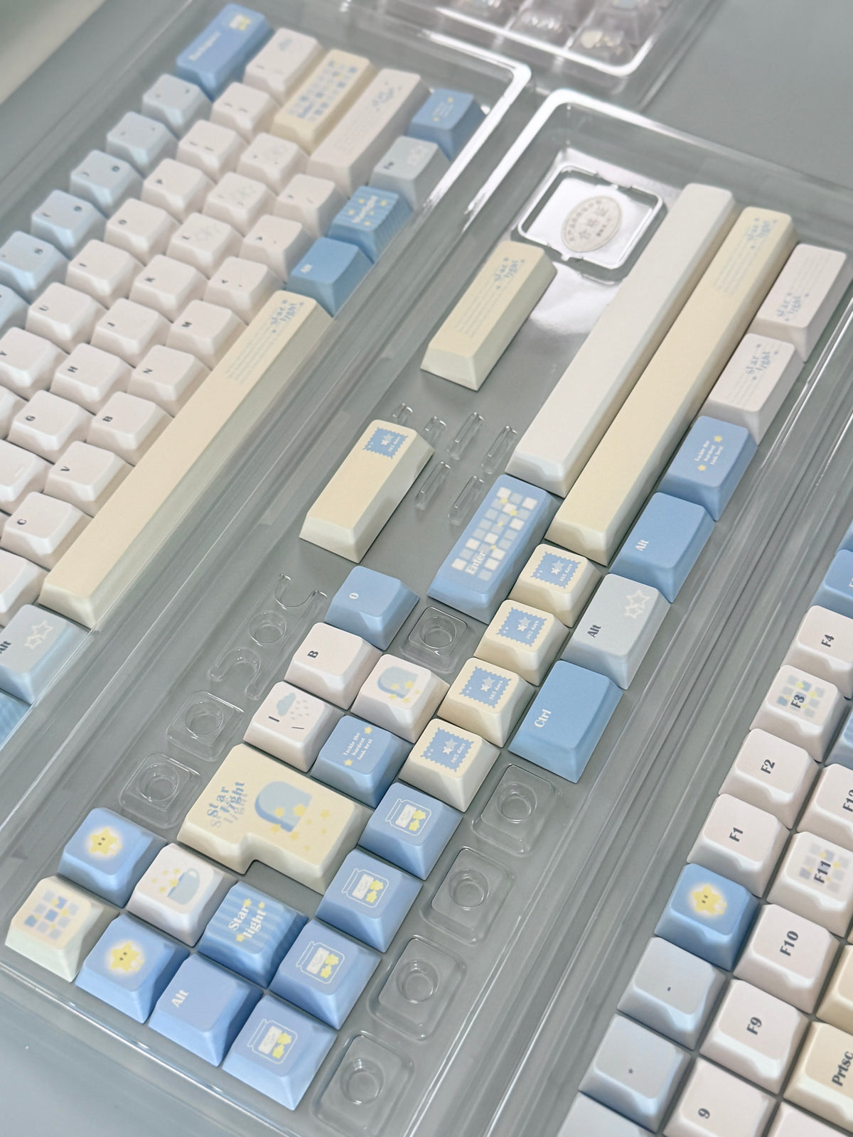#0306 Little Starlight Keycaps | Cute Starry Sky PBT Keycap Set | Blue & White Kawaii Mechanical Keyboard Keycaps Designed By Doki Lab
