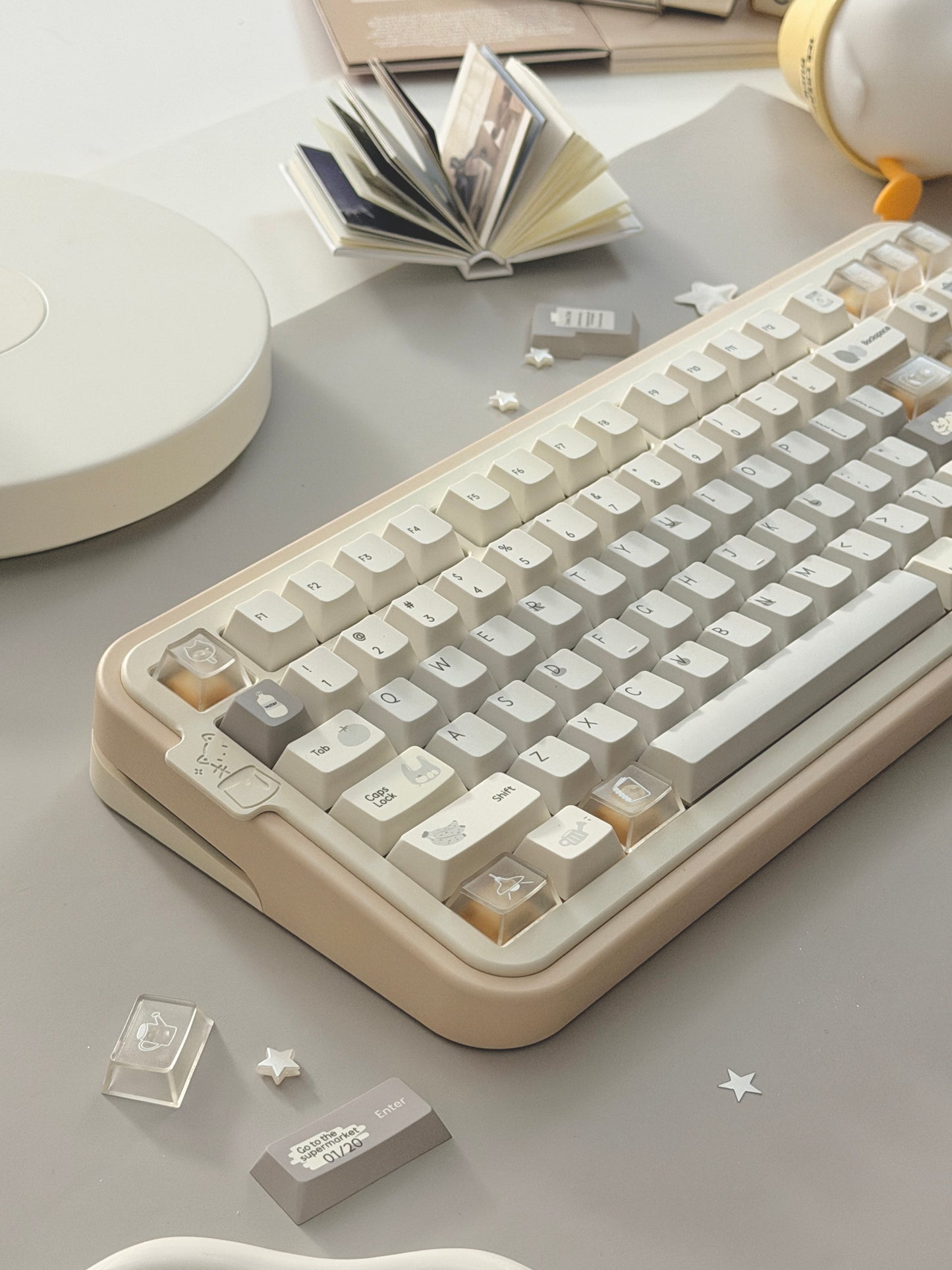 #0280 Cream Sticky Notes Simple and Milk White Pale Gray Keycap Cherry Profile