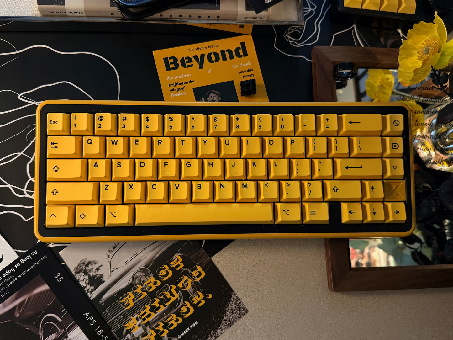 ONLY 1 INSTOCK Prebuilt Aluminum Customized Mechanical Keyboard BUFF65 Yellow Black Set