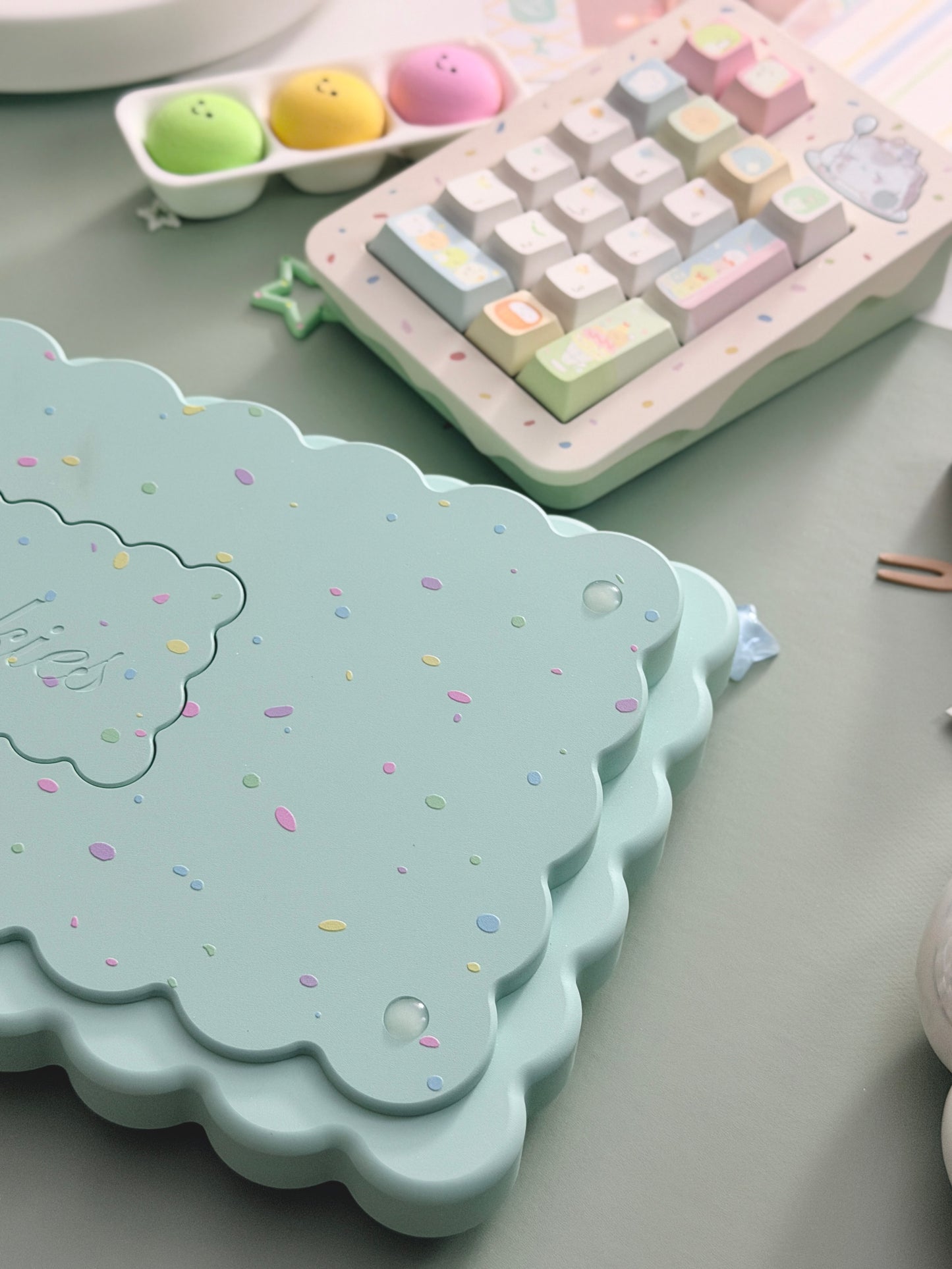 ONLY 1 Instock Prebuilt Aluminum Customized Mechanical Keyboard Cookies75 Mint Sugar Set & Cake Pad