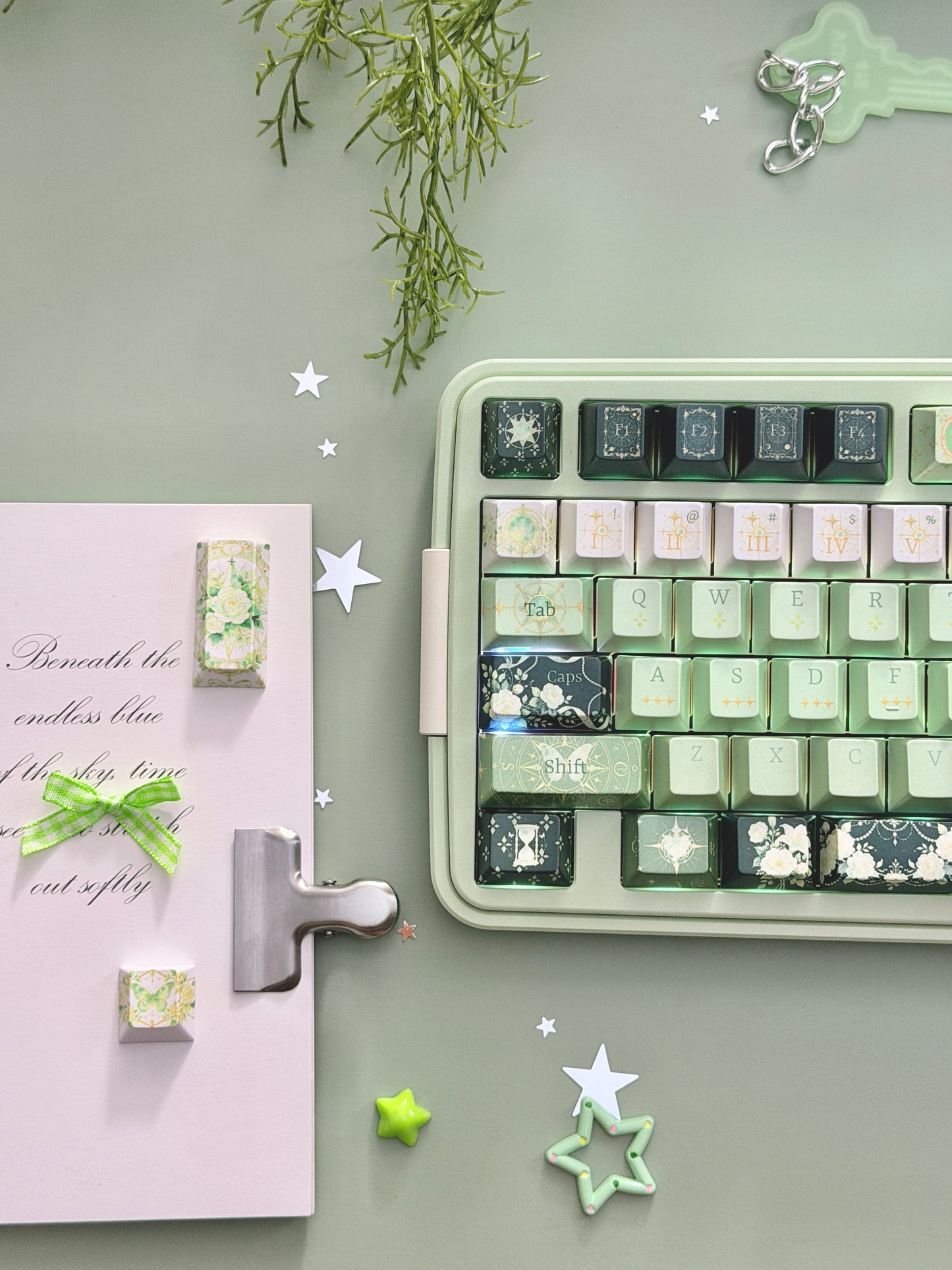 ONLY 1 Instock Prebuilt Aluminum Custom Mechanical Keyboard Bread80 Wireless Matcha Green Set