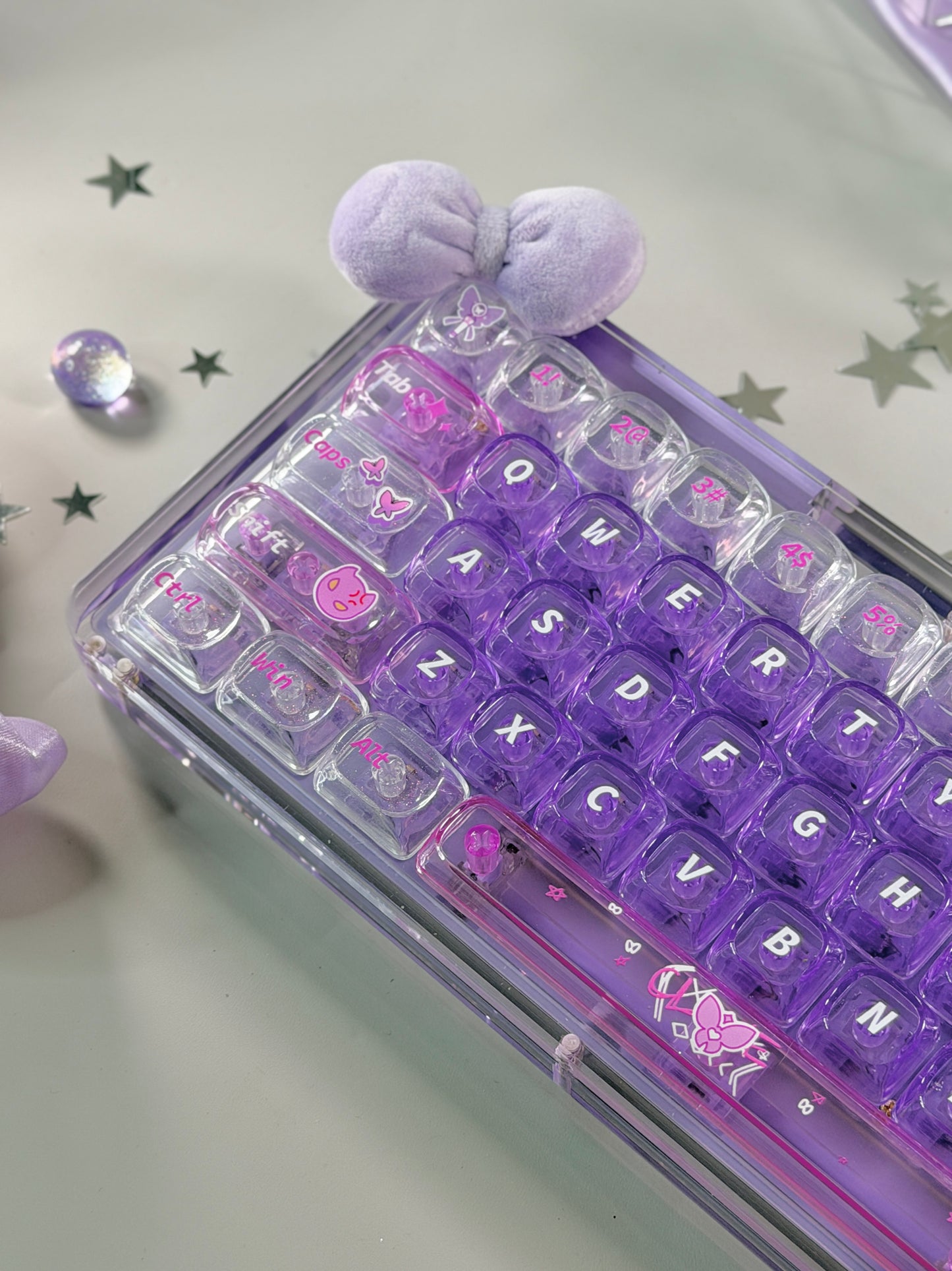 Unboxing Sample For Sale ONLY 1 Instock KiiBOOM Phantom 64 Crystal Acrylic Keyboard + custom Keycaps