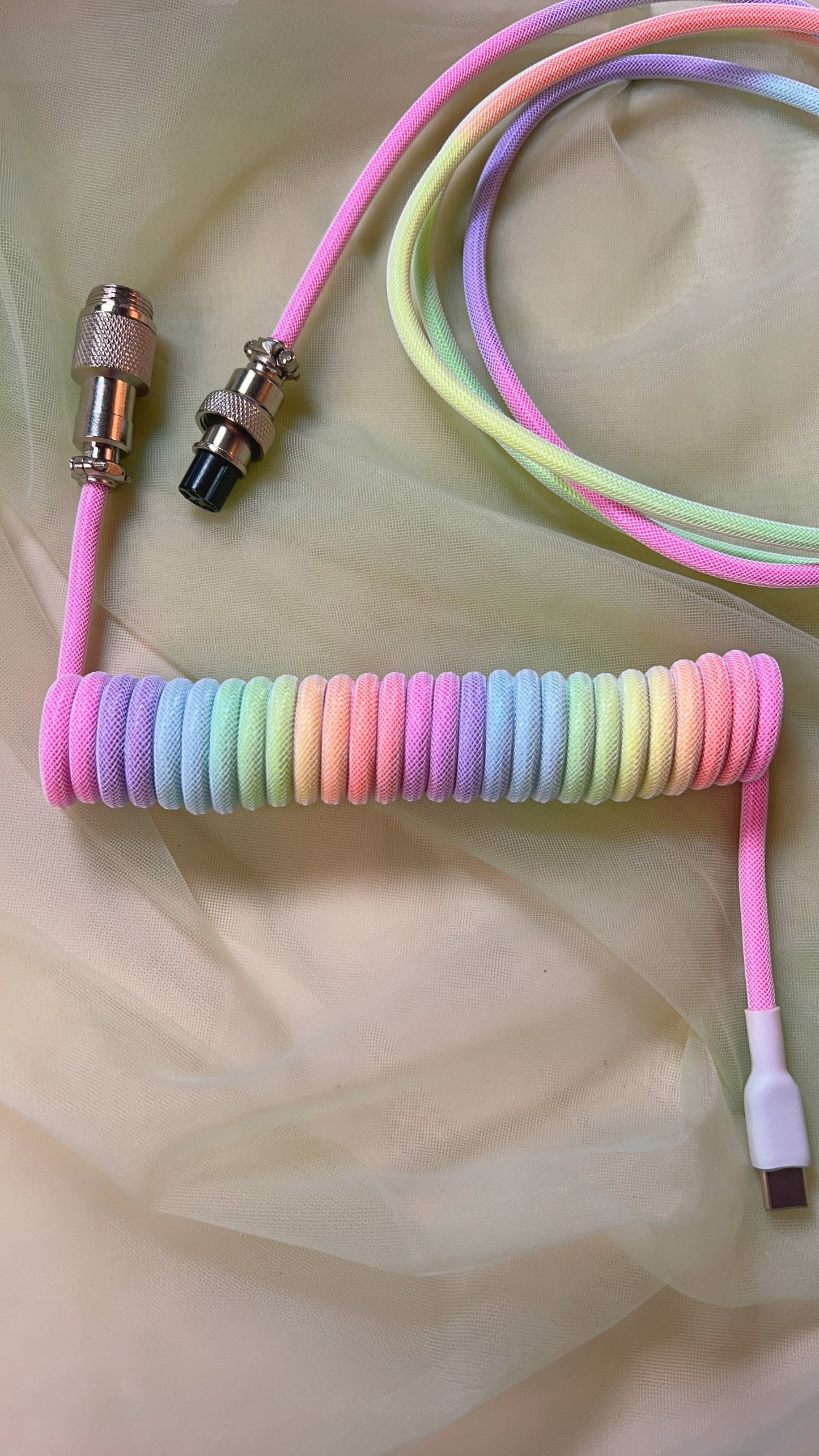 Rainbow Keyboard Coiled Cable