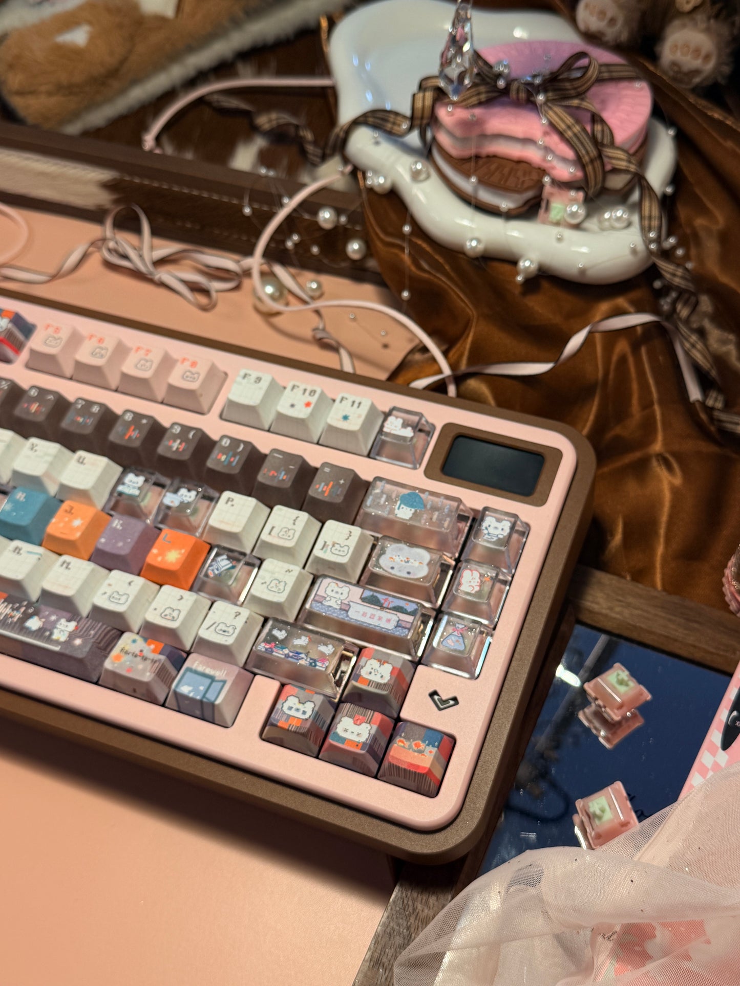 ONLY 1 Instock Prebuilt Aluminum Customized Mechanical Keyboard Rich75 Wireless Set （free wristrest and number pad included as gift）