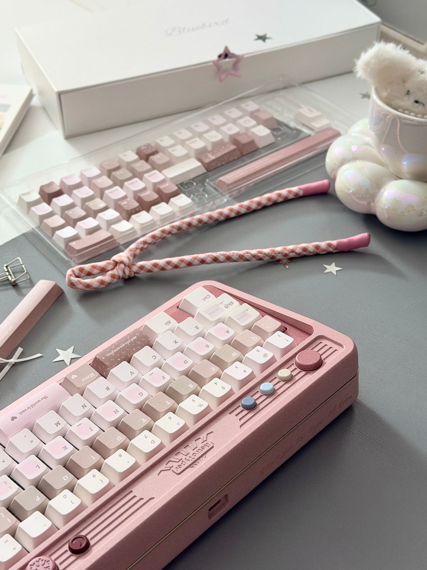 ONLY 1 Instock Prebuilt Aluminum Custom Mechanical Keyboard RT50 Dusty Rose Pink Set