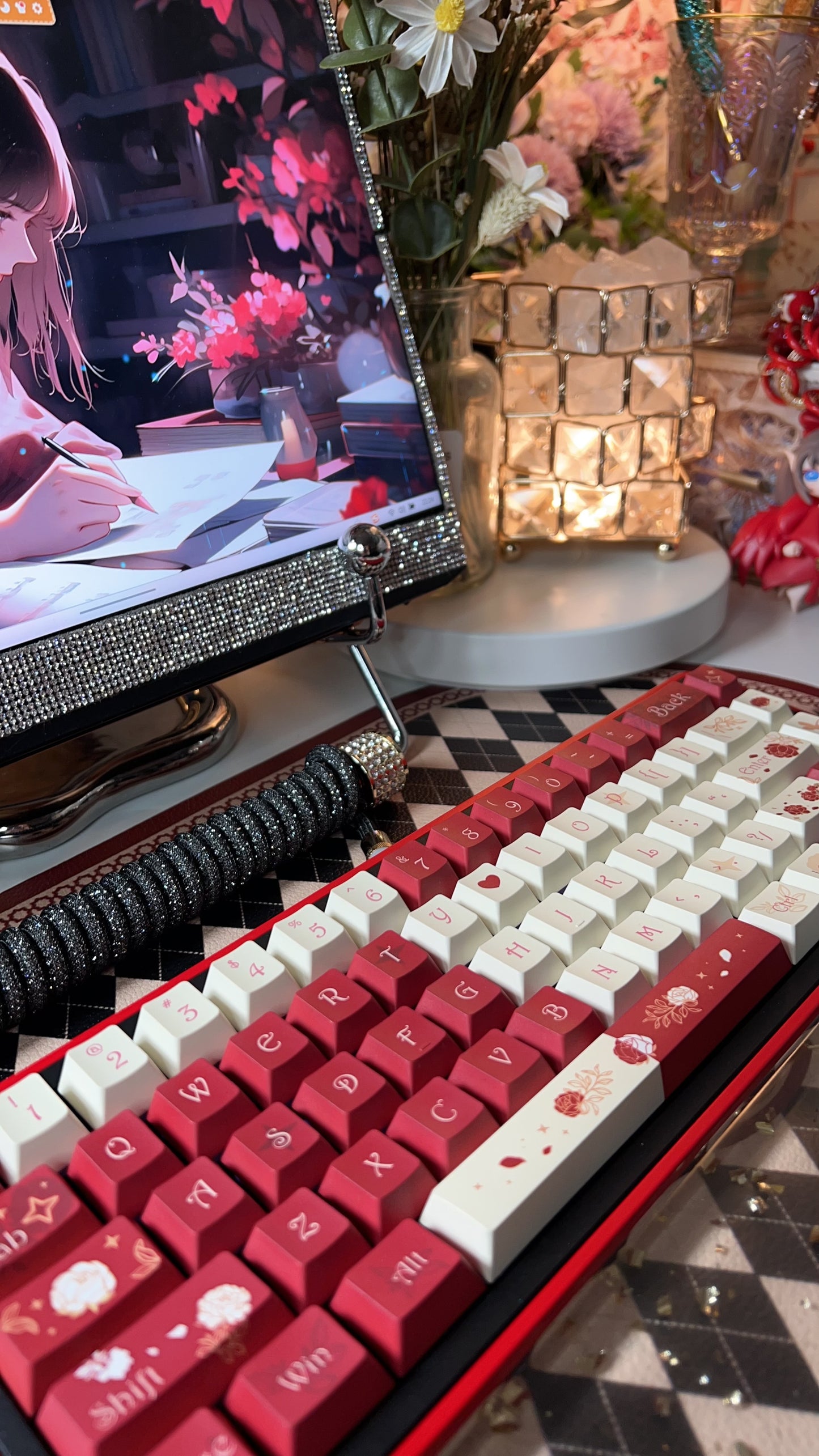 【Preorder】Prebuilt Aluminum Black Red Rose Customized Mechanical Keyboard