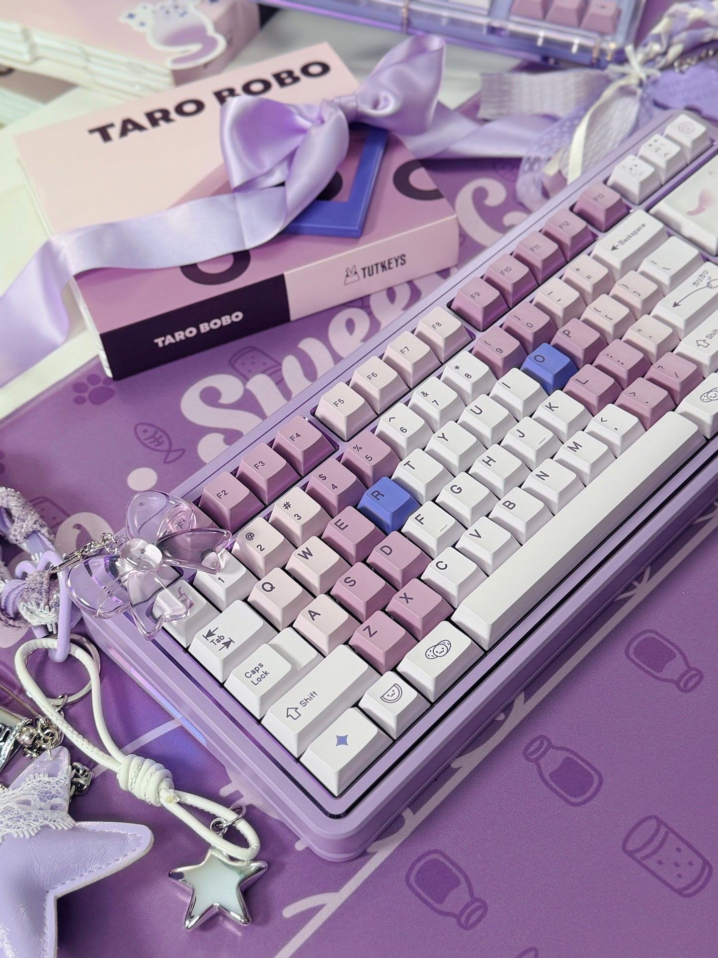 ONLY 1 Instock Prebuilt Aluminum Custom Mechanical Keyboard Polaris80 Purple Set