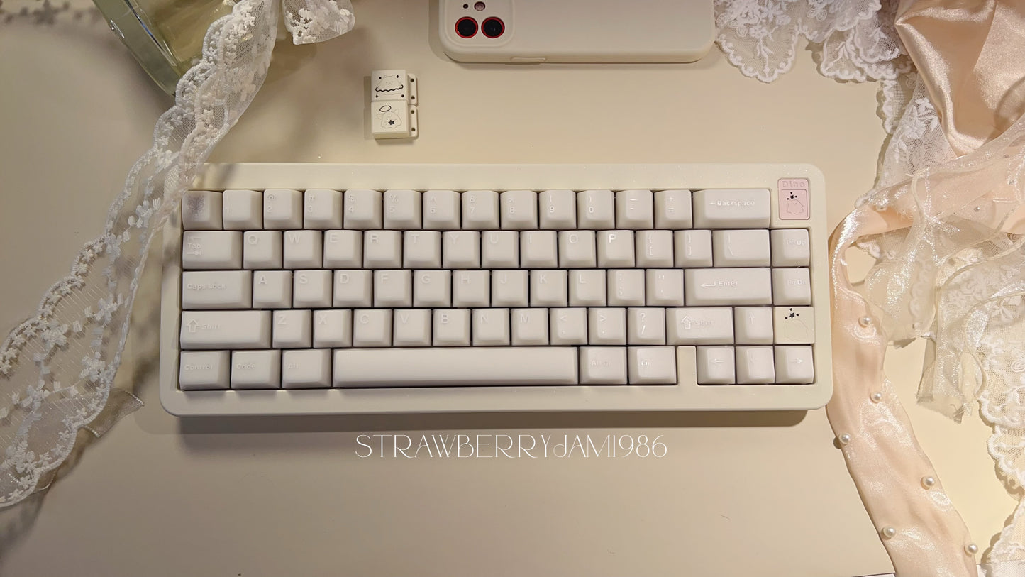 PREORDER Prebuilt Dino65 Cream Thock White Aluminum Customized Mechanical Keyboard