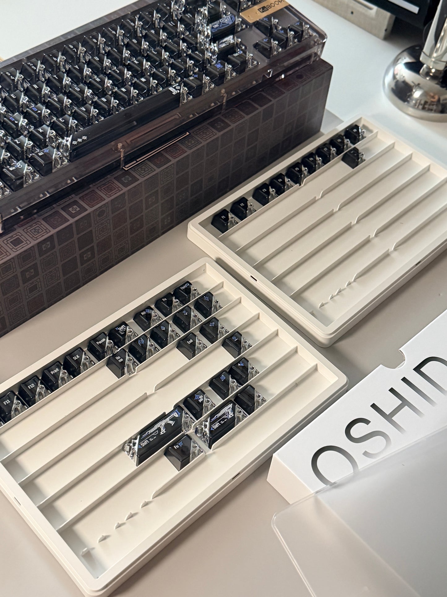 Unboxing Clearance ONLY 1 KiiBOOM Phantom 68 Black Crystal Gasket-Mounted Mechanical Keyboard & QUANTUM HONEYCOMB KEYCAPS