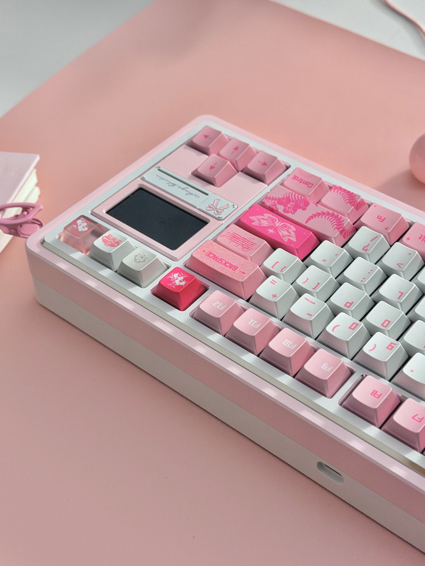 ONLY 1 Instock Pale Pink White Gift80 Prebuilt Aluminum Custom Mechanical Keyboard