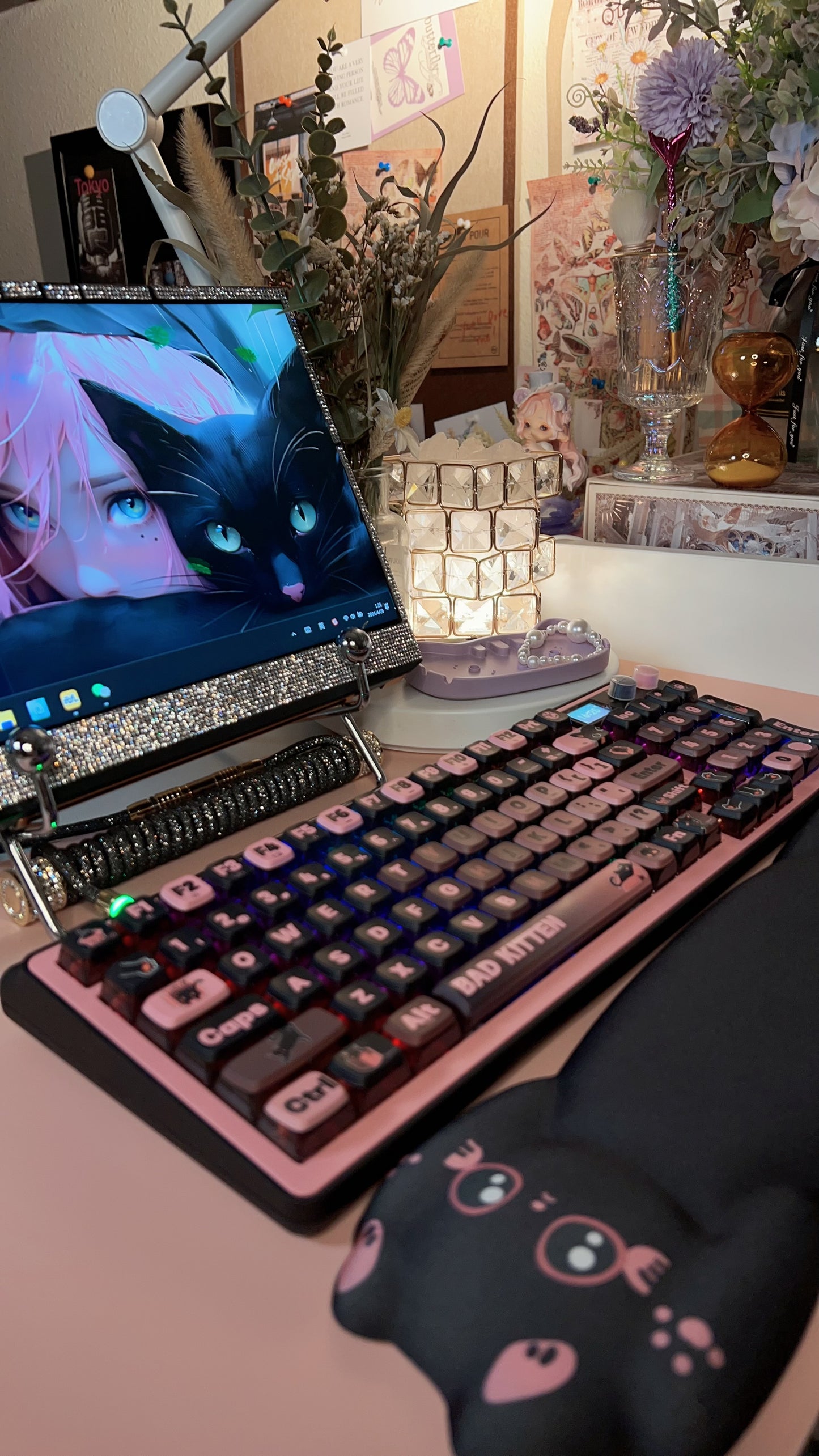 Black Pink Kitty Cat Luffy H98 Wireless Bluetooth Mechanical Keyboard  Designed By Strawberryjam1986 & Fopato