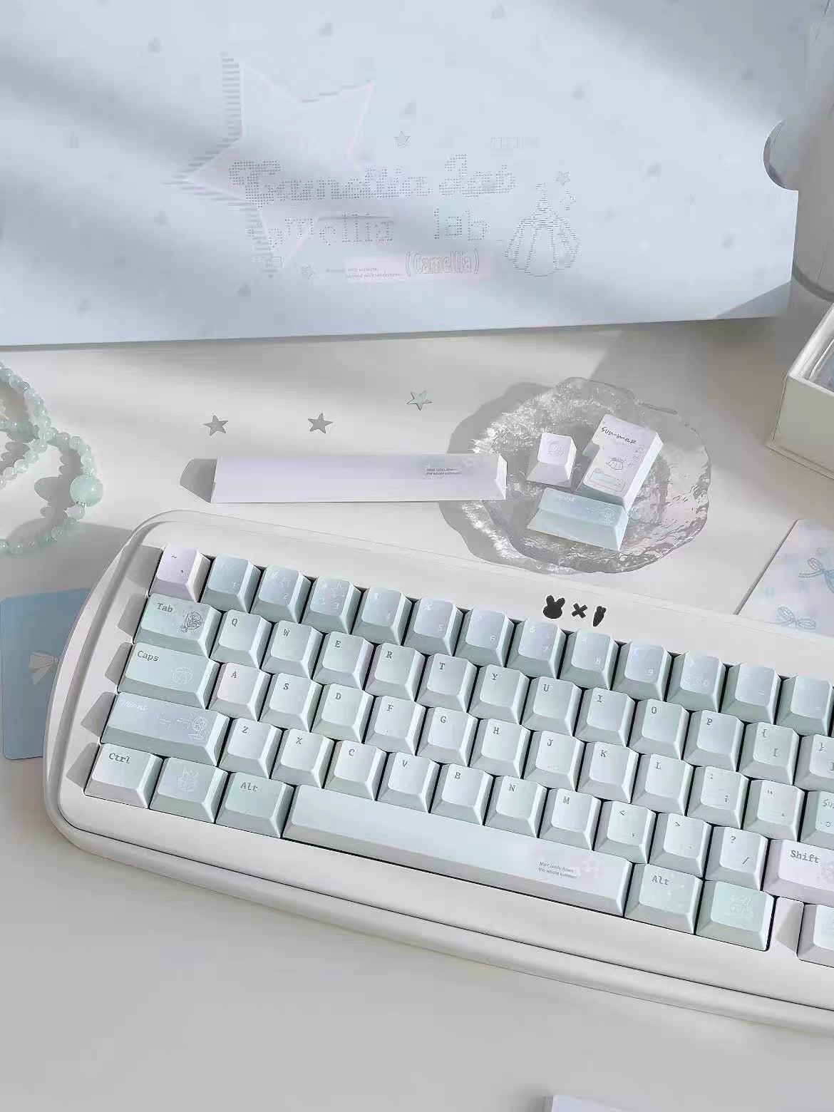 #0305 Ice Mint Jelly Keycaps | Pastel Blue Mint Mechanical Keyboard Keycaps
