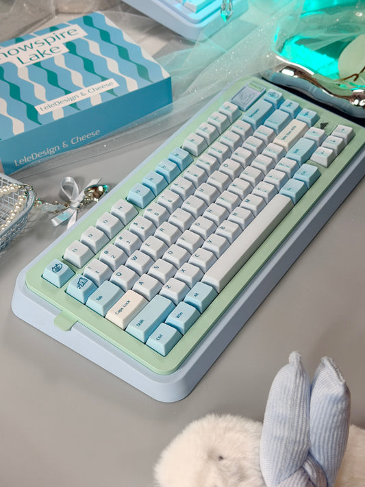ONLY 1 Instock Prebuilt Aluminum Customized Mechanical Keyboard Blue Green Soap75 ➕ Pad