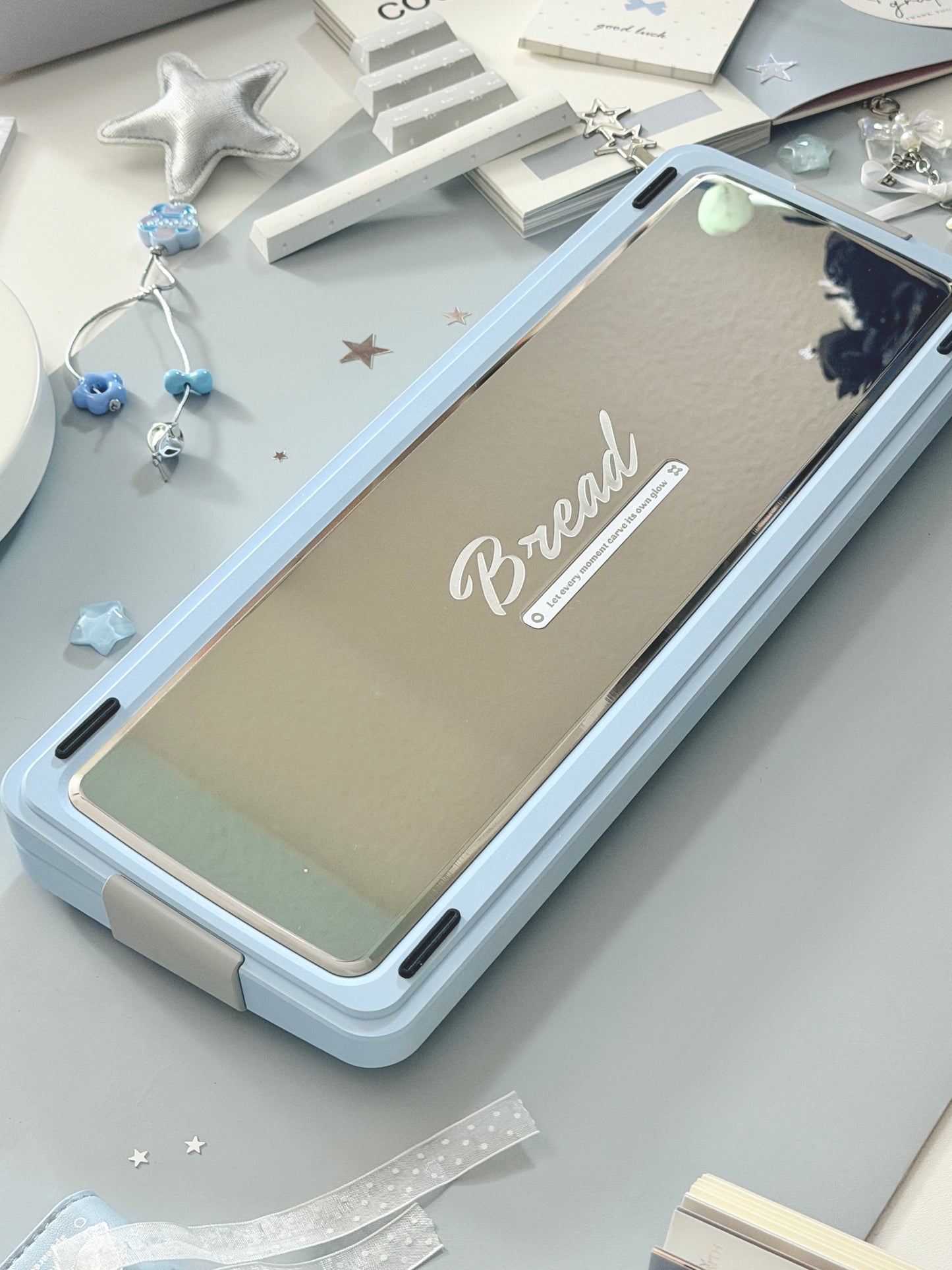ONLY 1 Instock Prebuilt Aluminum Custom Mechanical Keyboard Bread80 Wireless Pale Blue Set