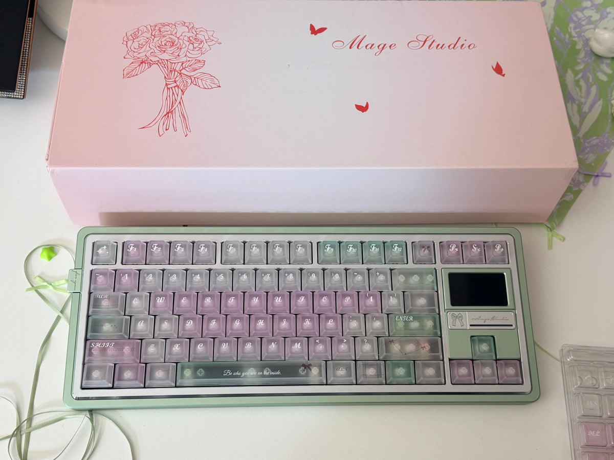 ONLY 1 Instock Prebuilt Aluminum Custom Mechanical Keyboard Gift80 Anordized Green | lavender mint PC Keycaps