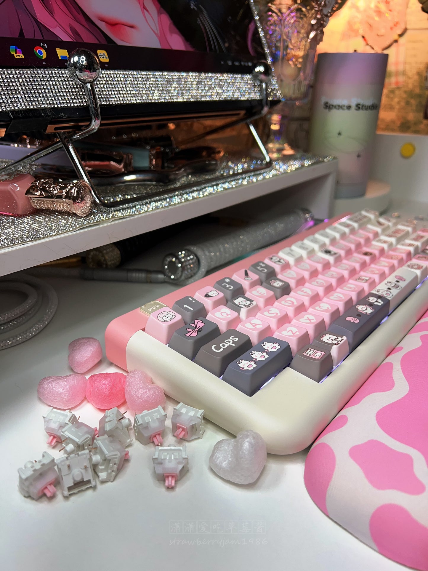 Fully Assembled JOJO N66 Milky Pink Customized Mechanical Keyboard