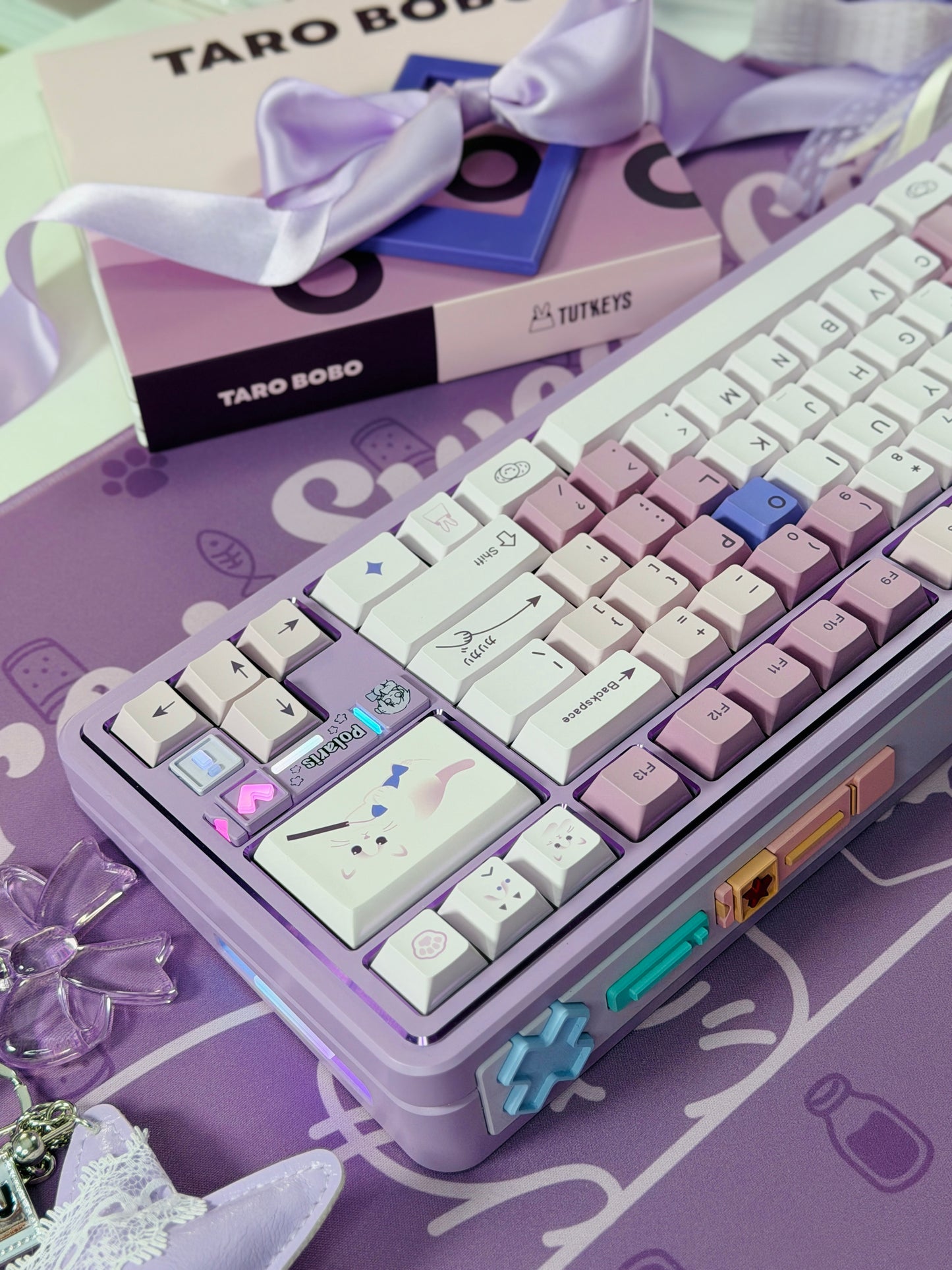ONLY 1 Instock Prebuilt Aluminum Custom Mechanical Keyboard Polaris80 Purple Set