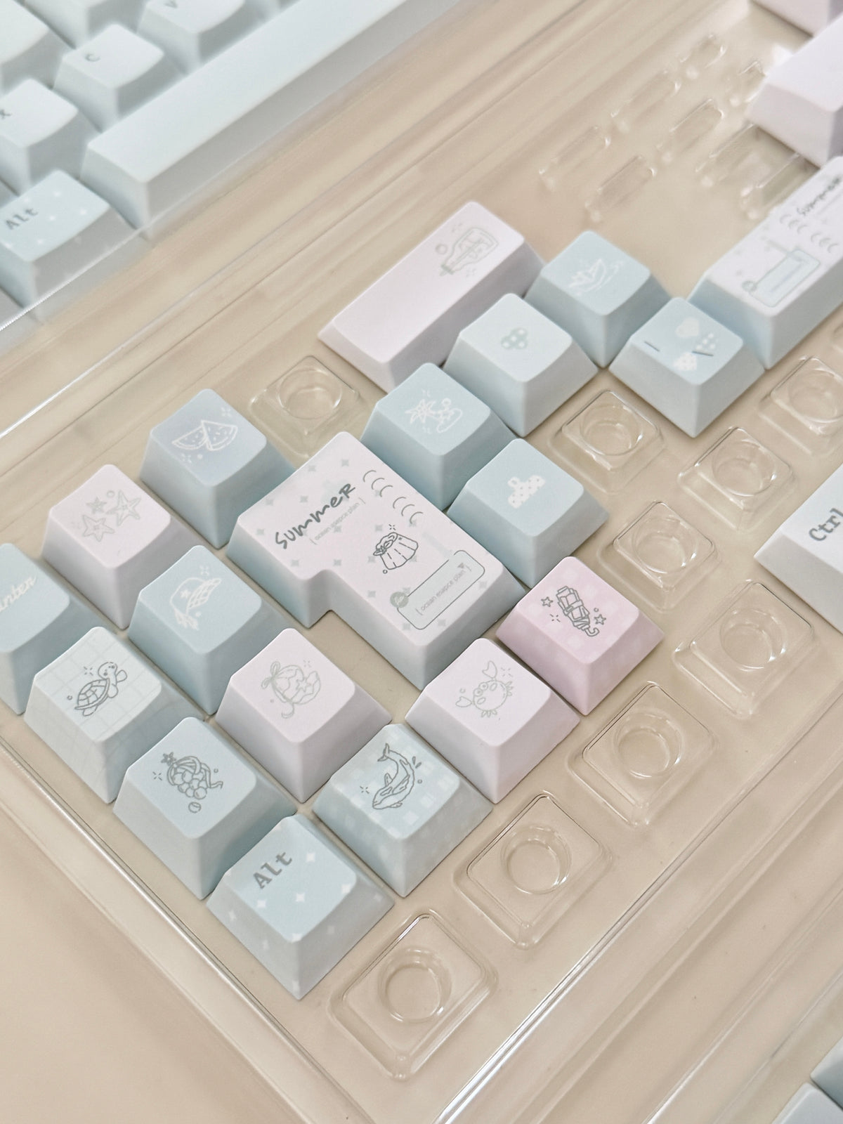 #0305 Ice Mint Jelly Keycaps | Pastel Blue Mint Mechanical Keyboard Keycaps