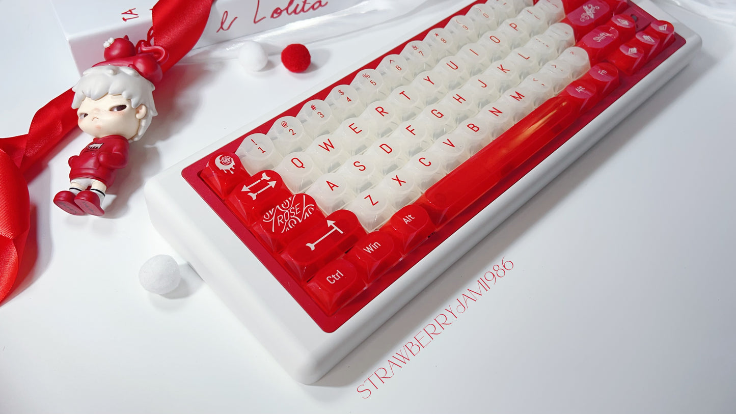 【Only 1 In-stock】Prebuilt Meow65 White Red Aluminum Customized Mechanical Keyboard