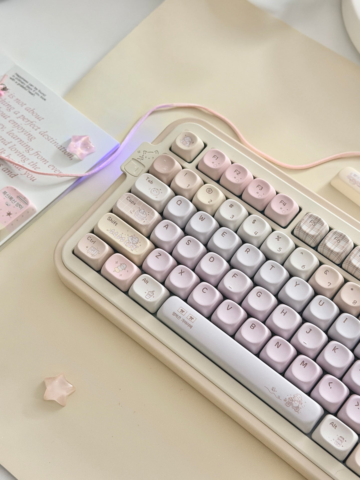 #0292 Cream Pale Pink Lamp Cake Cherry/moa Profile Keycap