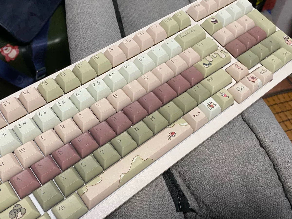 strawberryjam1986 Matcha Red Bean Mochi Original Green Five-sided Sublimation PBT Customized Keycaps