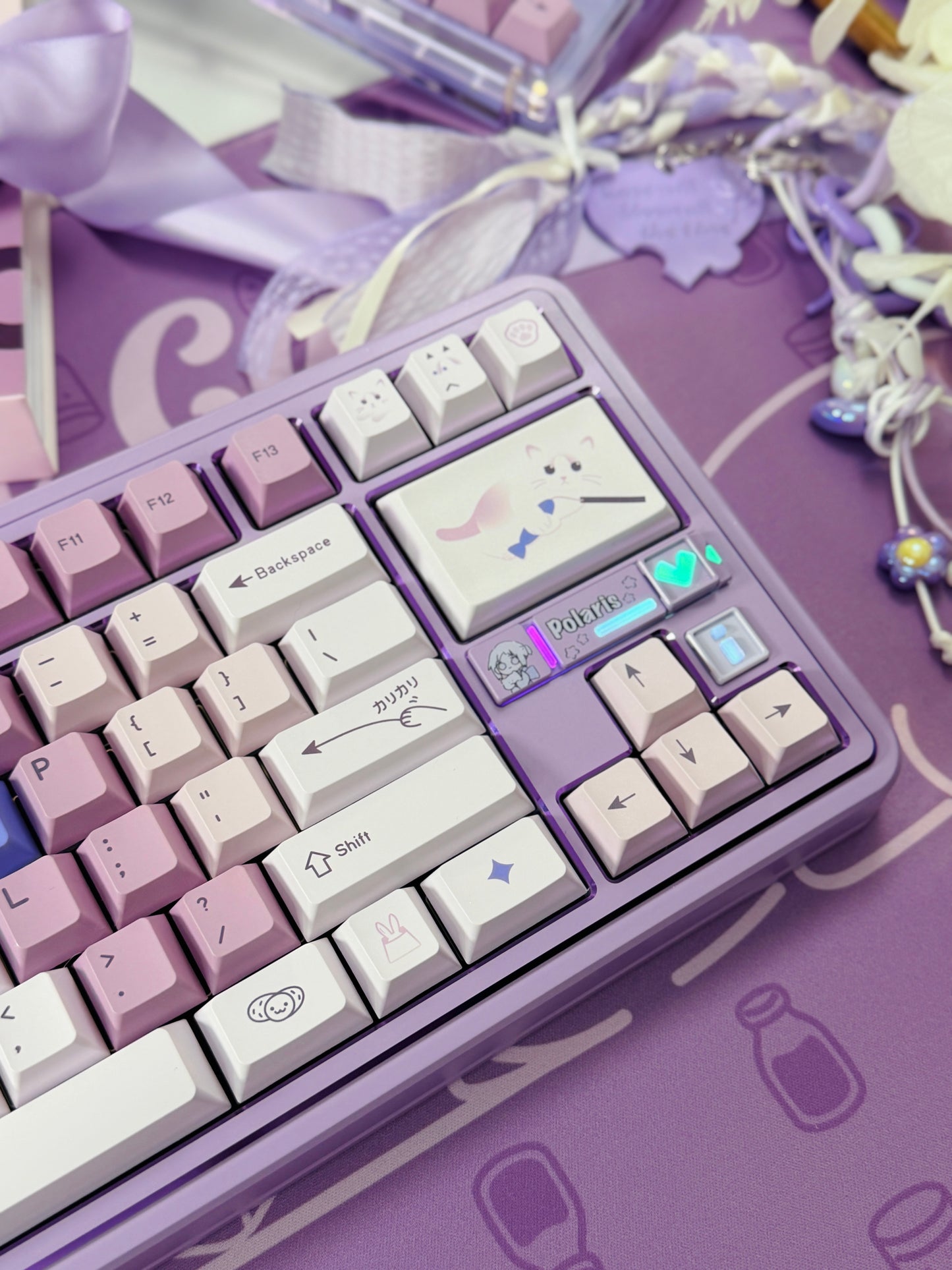 ONLY 1 Instock Prebuilt Aluminum Custom Mechanical Keyboard Polaris80 Purple Set