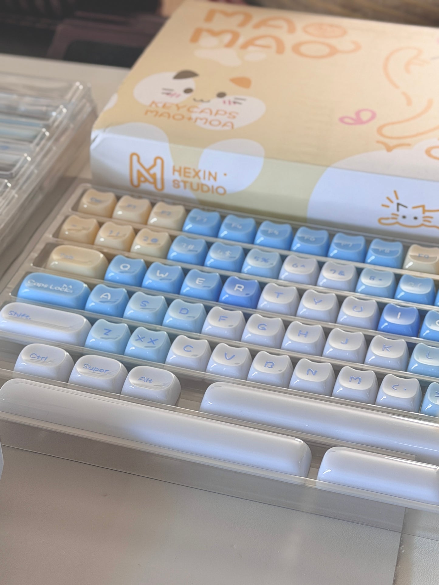 ONLY 1 Instock Prebuilt Aluminum Custom Mechanical Keyboard Yummy75 Blue Set