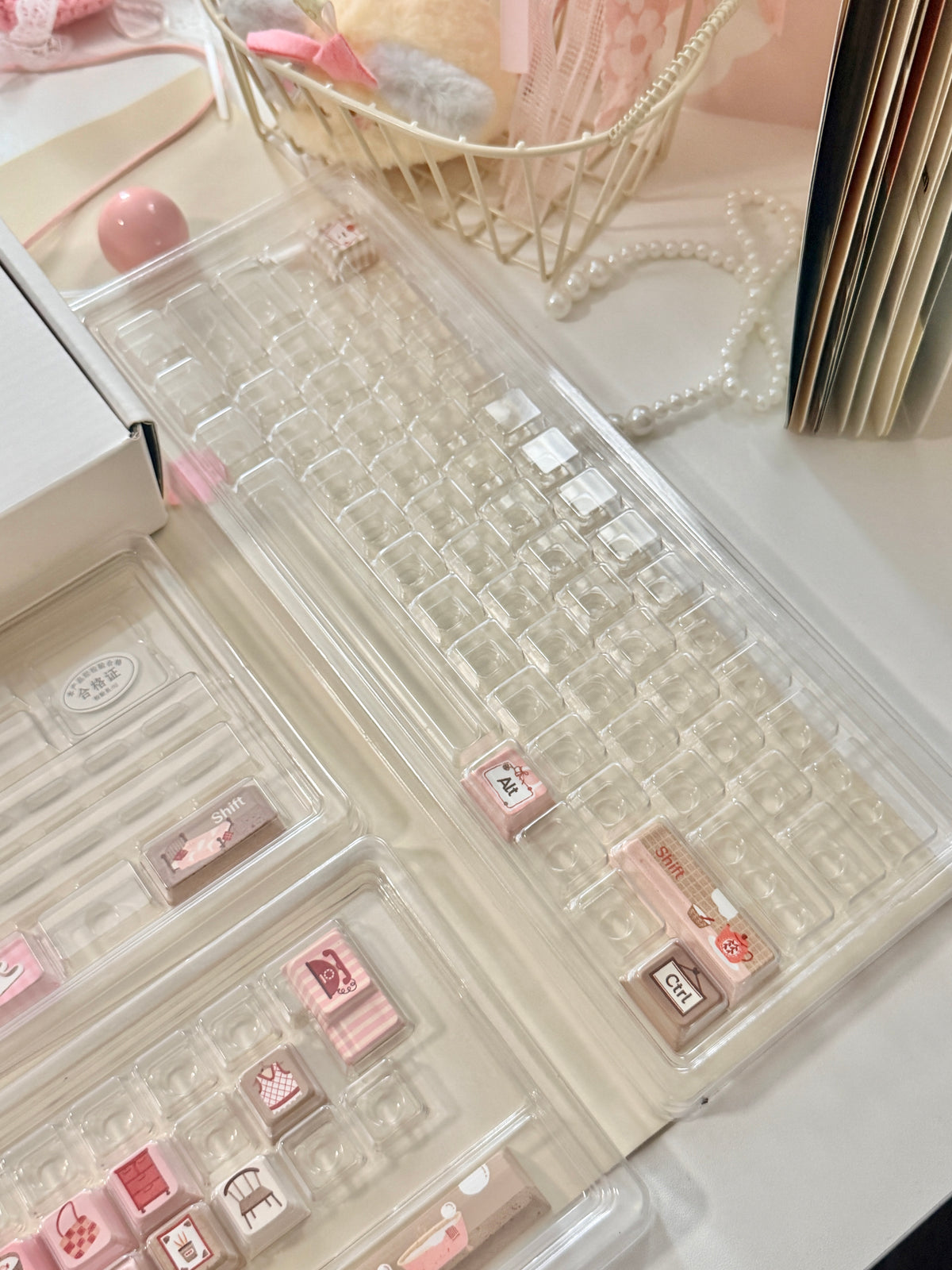 #0313 Sweet Home Strawberry Milk Café Keycaps – Kawaii Pink & Brown Dessert Theme Cute Custom Mechanical Keyboard Keycap Set