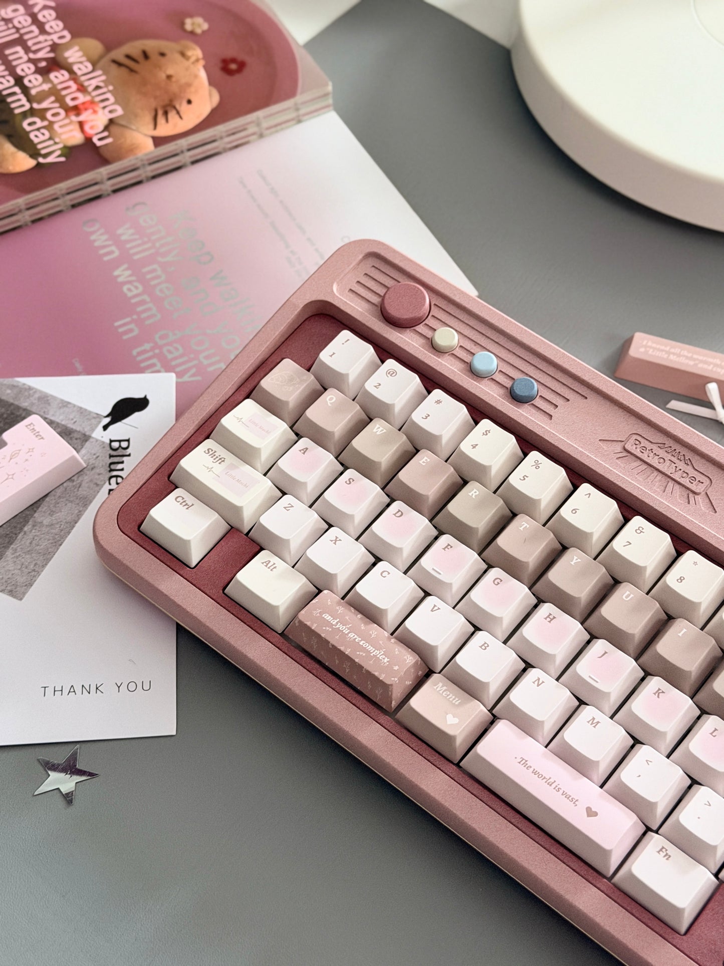ONLY 1 Instock Prebuilt Aluminum Custom Mechanical Keyboard RT50 Dusty Rose Pink Set